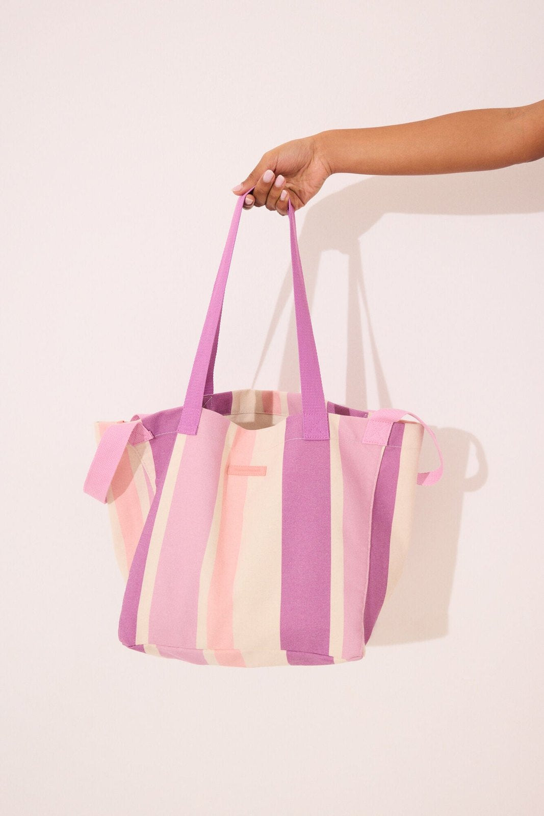 Womensecret Large canvas and raffia handbag, bag - Purple 3 Shaws Department Stores