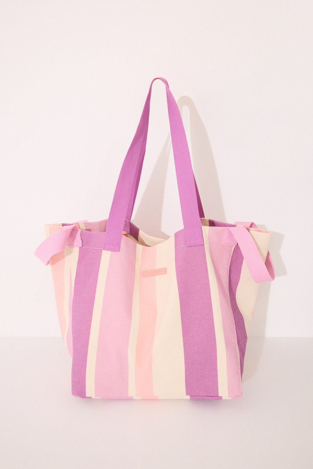 Womensecret Large canvas and raffia handbag, bag - Purple 2 Shaws Department Stores