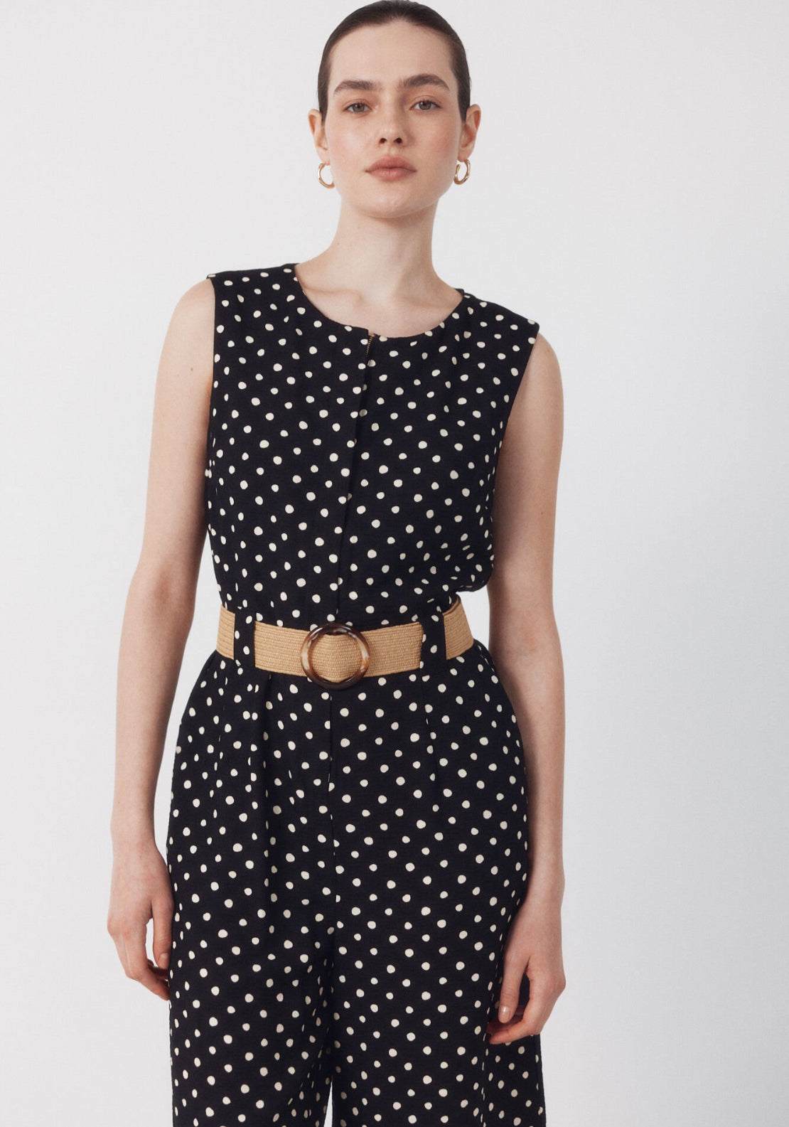 Cortefiel Raffia Belted Jumpsuit - Multicolour 5 Shaws Department Stores