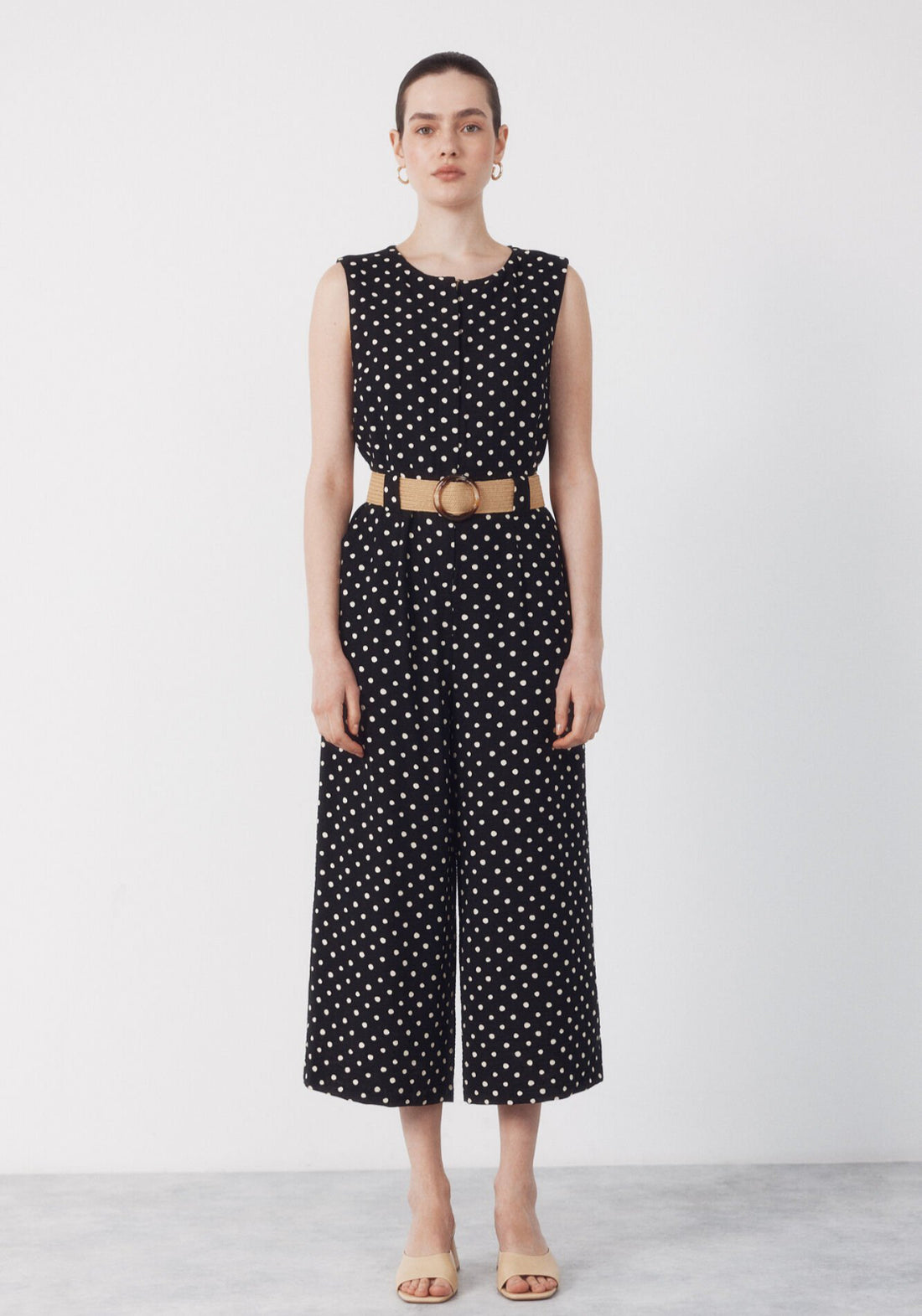 Cortefiel Raffia Belted Jumpsuit - Multicolour 1 Shaws Department Stores