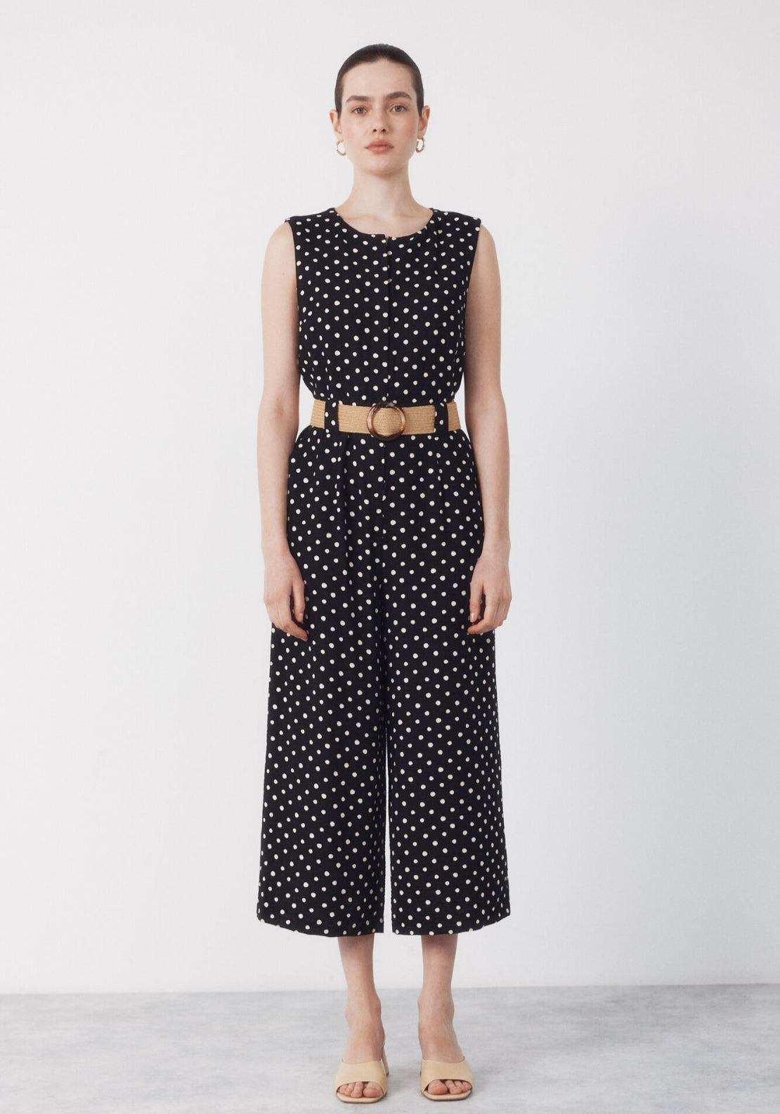 Cortefiel Raffia Belted Jumpsuit - Multicolour 1 Shaws Department Stores