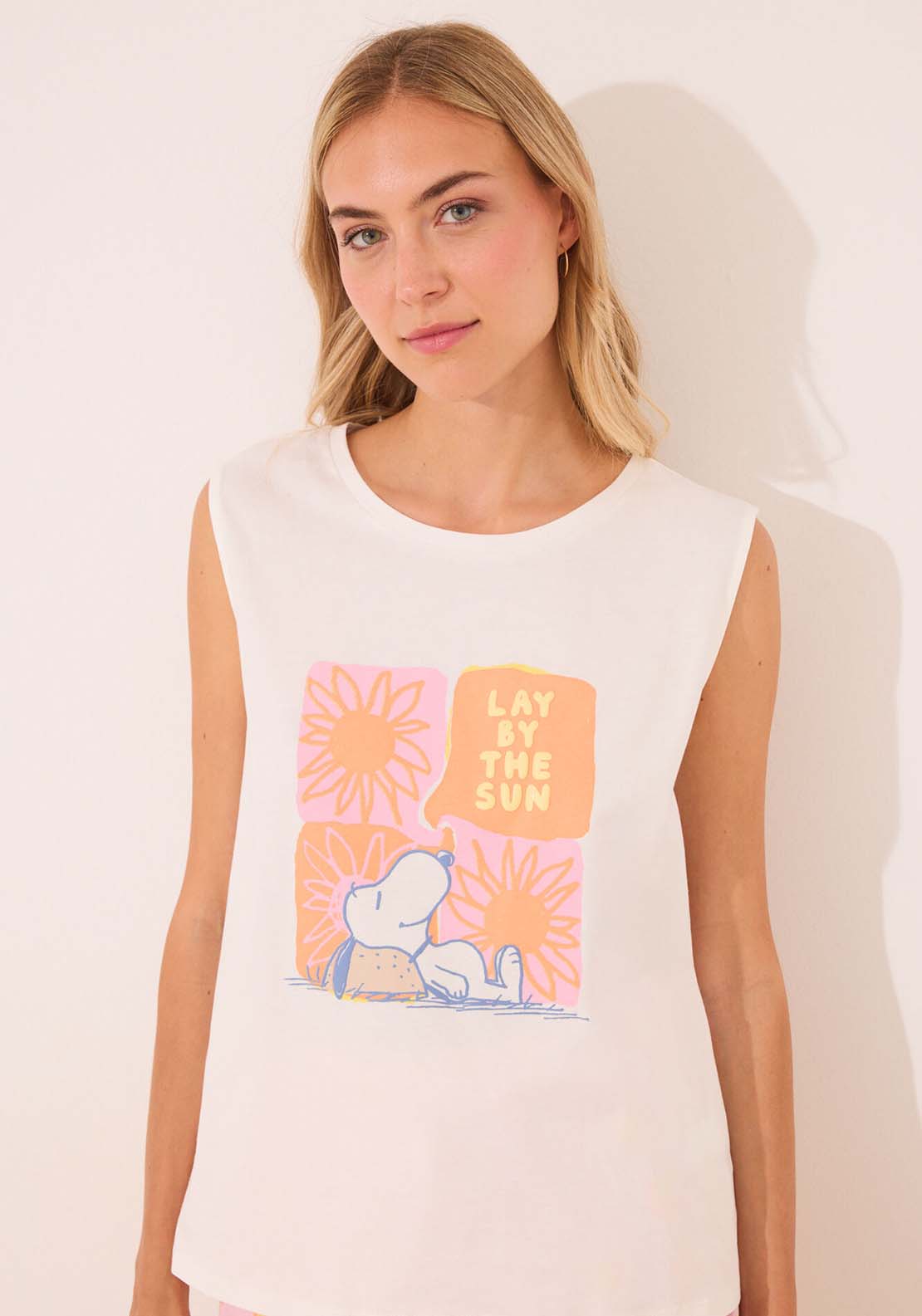 Sleeveless Short Pant Pyjama - White