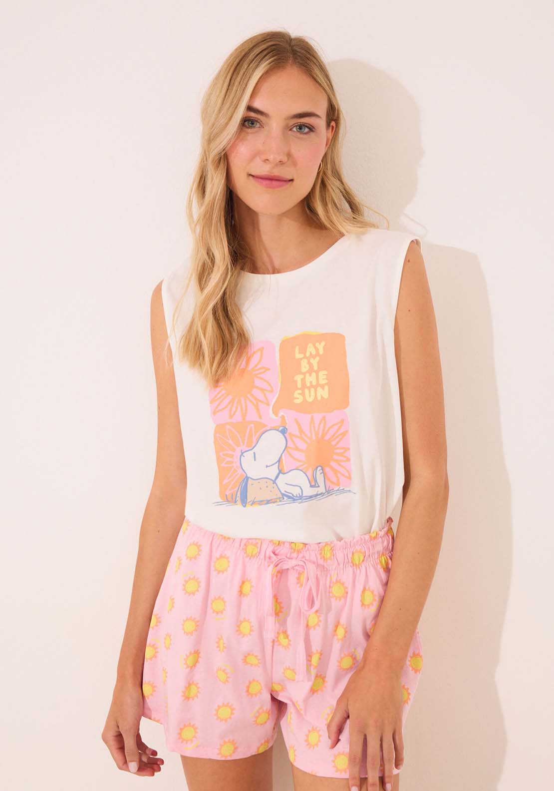 Sleeveless Short Pant Pyjama - White