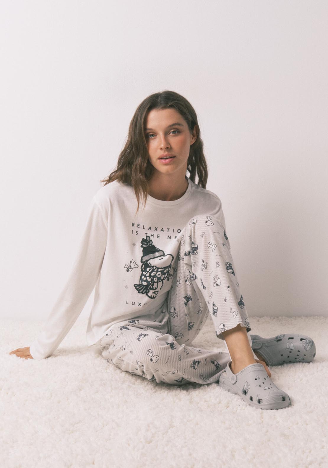 Womensecret Long Sleeves Long Pant Pyjama - Ivory 6 Shaws Department Stores