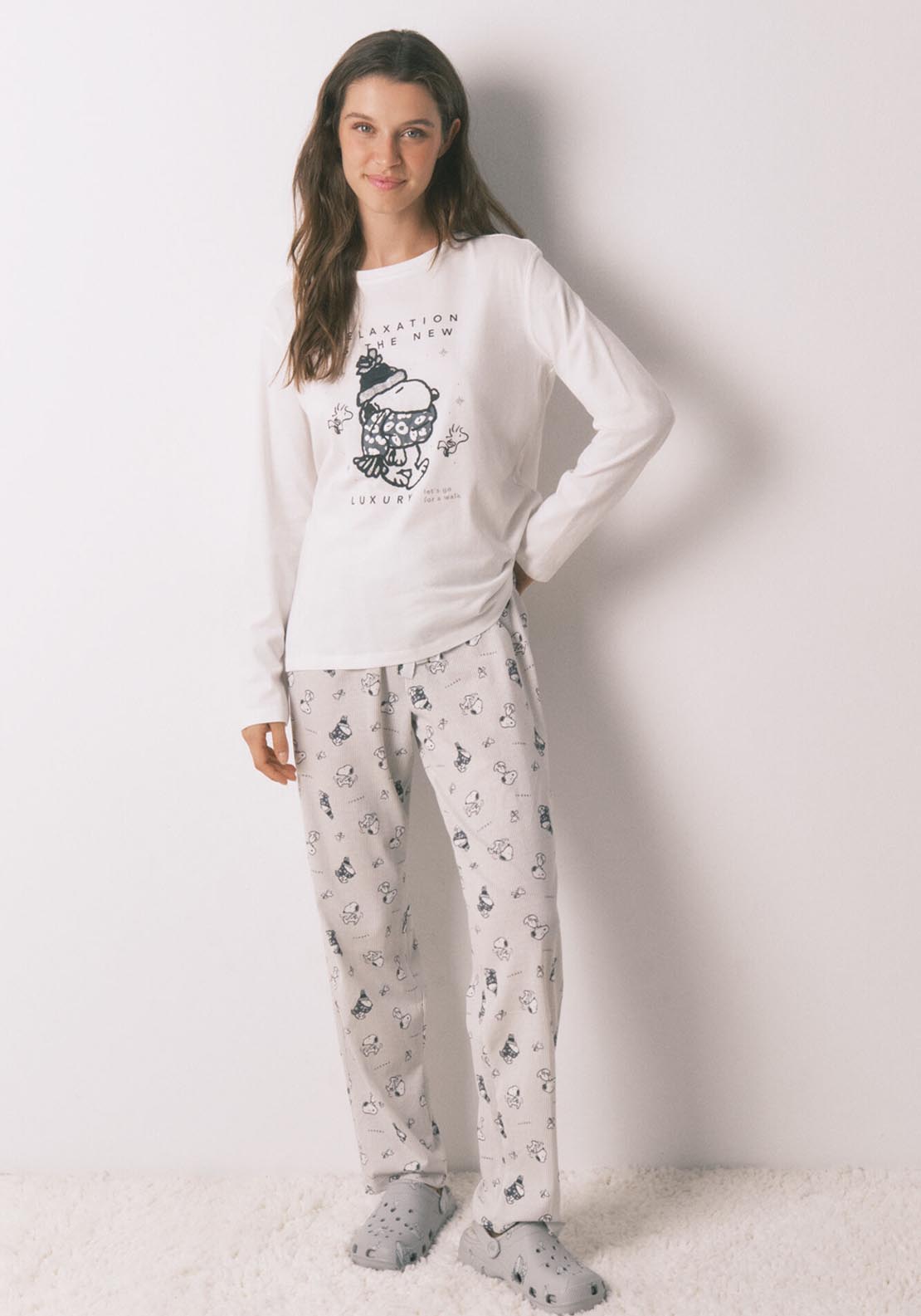 Womensecret Long Sleeves Long Pant Pyjama - Ivory 1 Shaws Department Stores