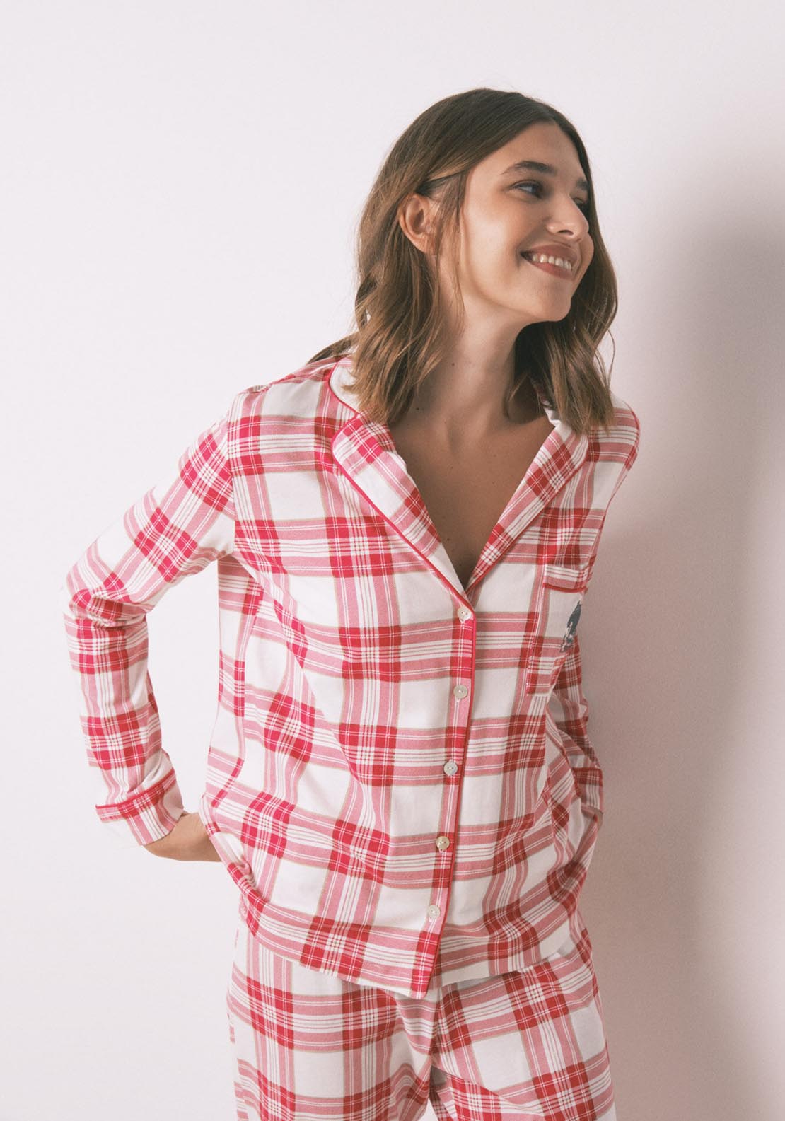 Womensecret Long Sleeves Masculine Pyjama - Red / Coral 4 Shaws Department Stores