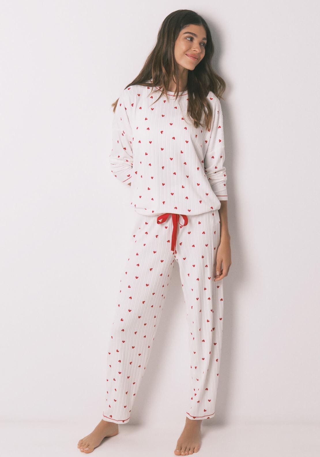 Mickey Print Long Pyjamas - White