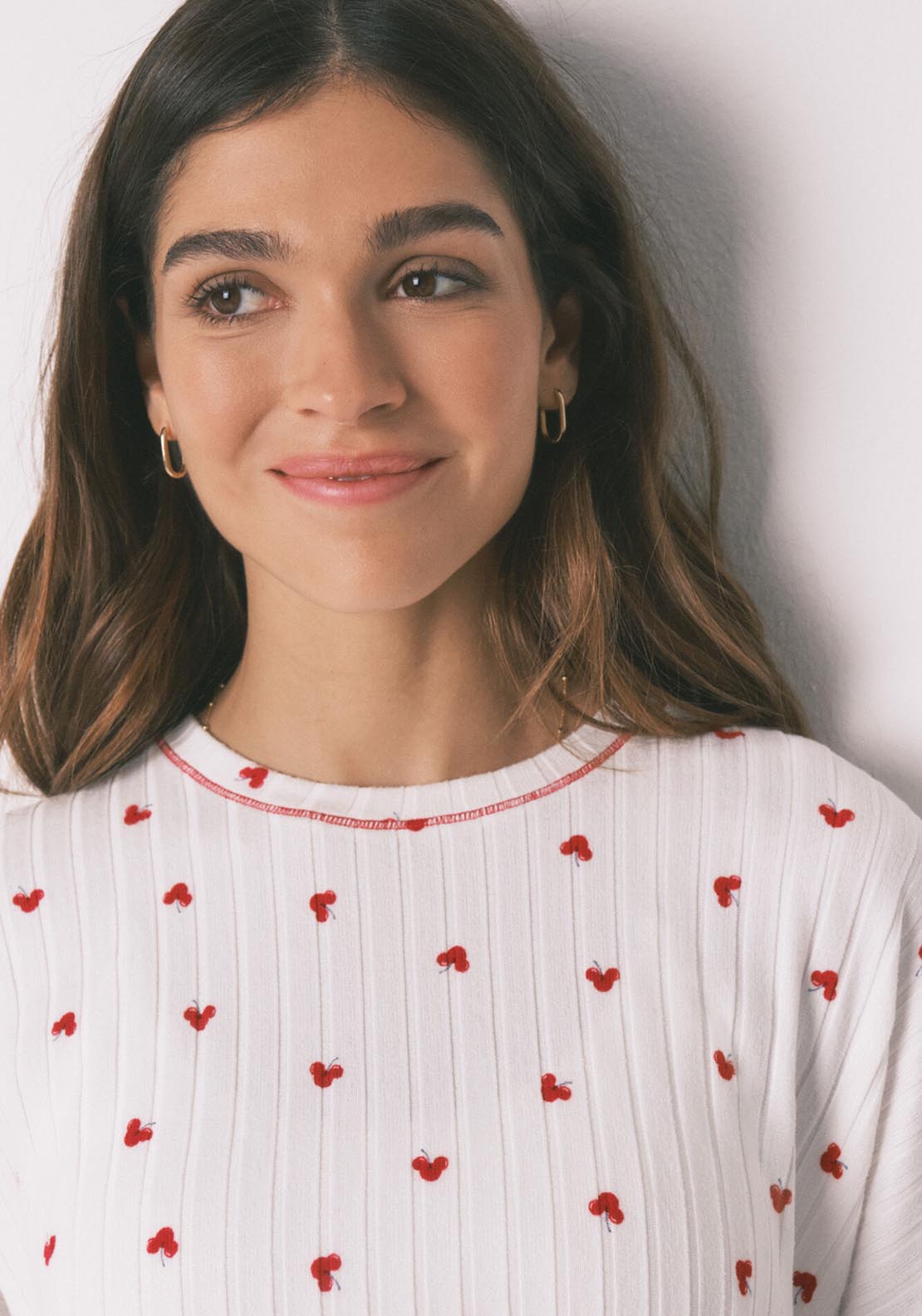 Mickey Print Long Pyjamas - White
