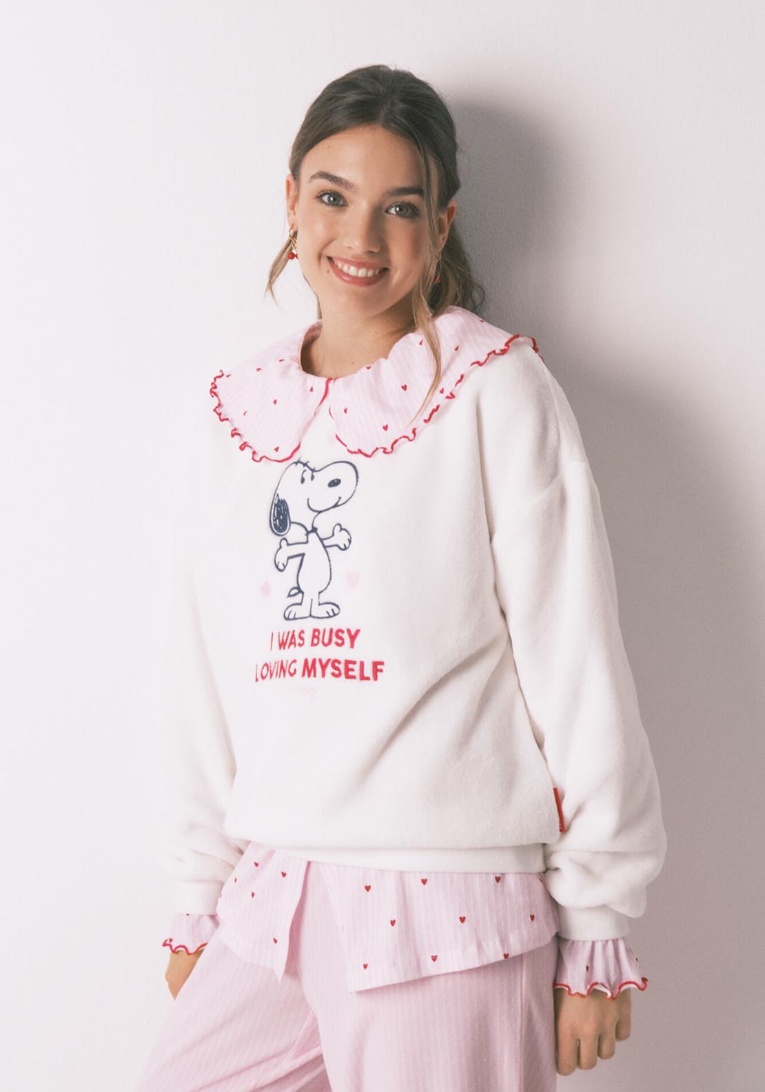Fleece Long Pyjamas Snoopy - Ivory