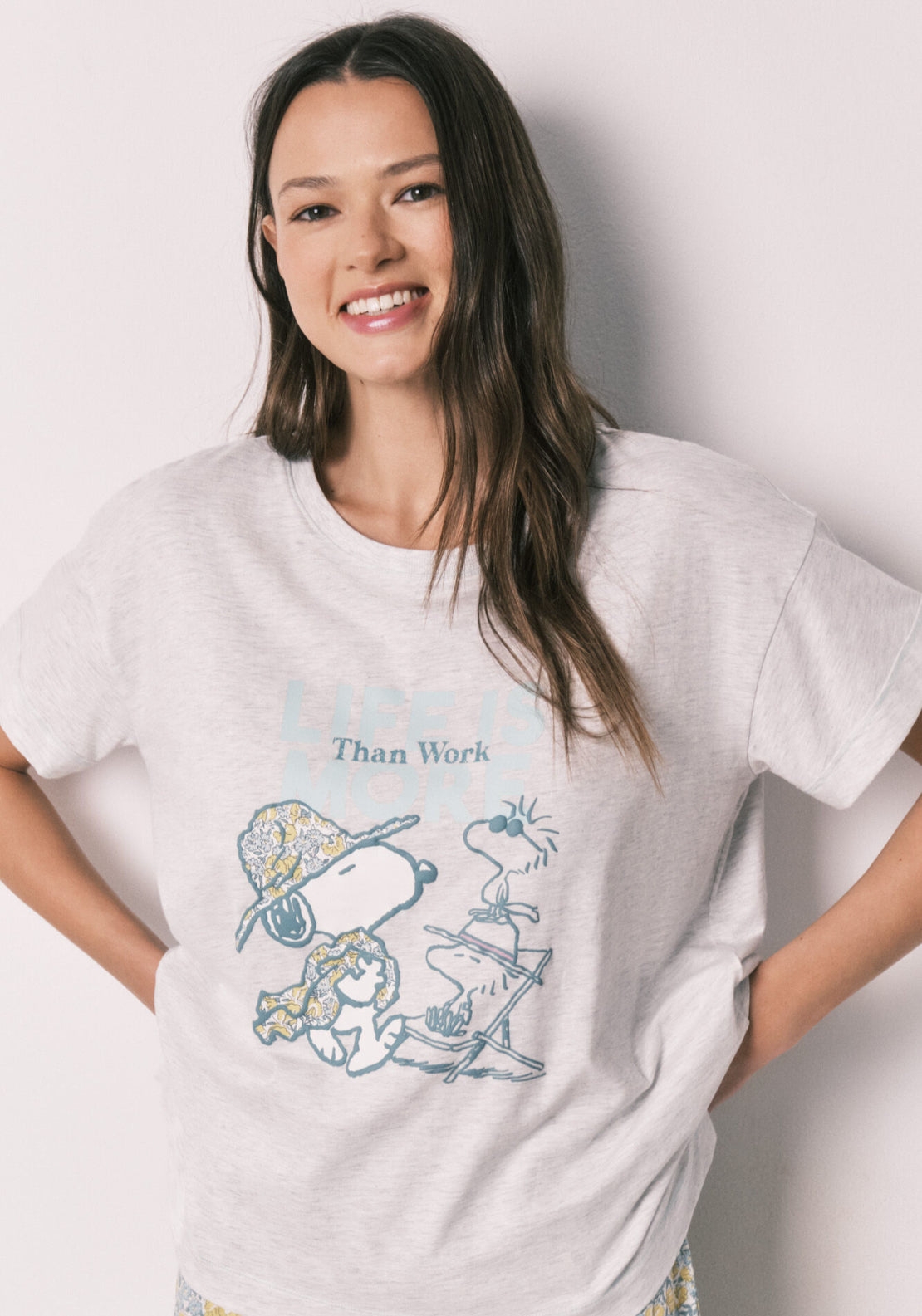 Snoopy Cotton Long Pyjamas - Grey / Silver