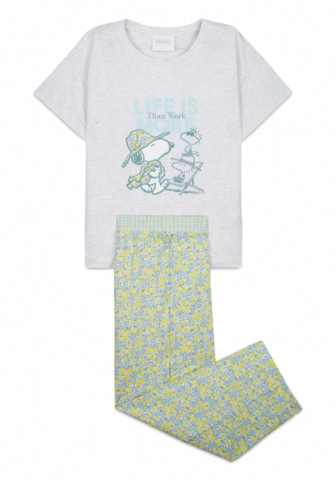 Snoopy Cotton Long Pyjamas - Grey / Silver