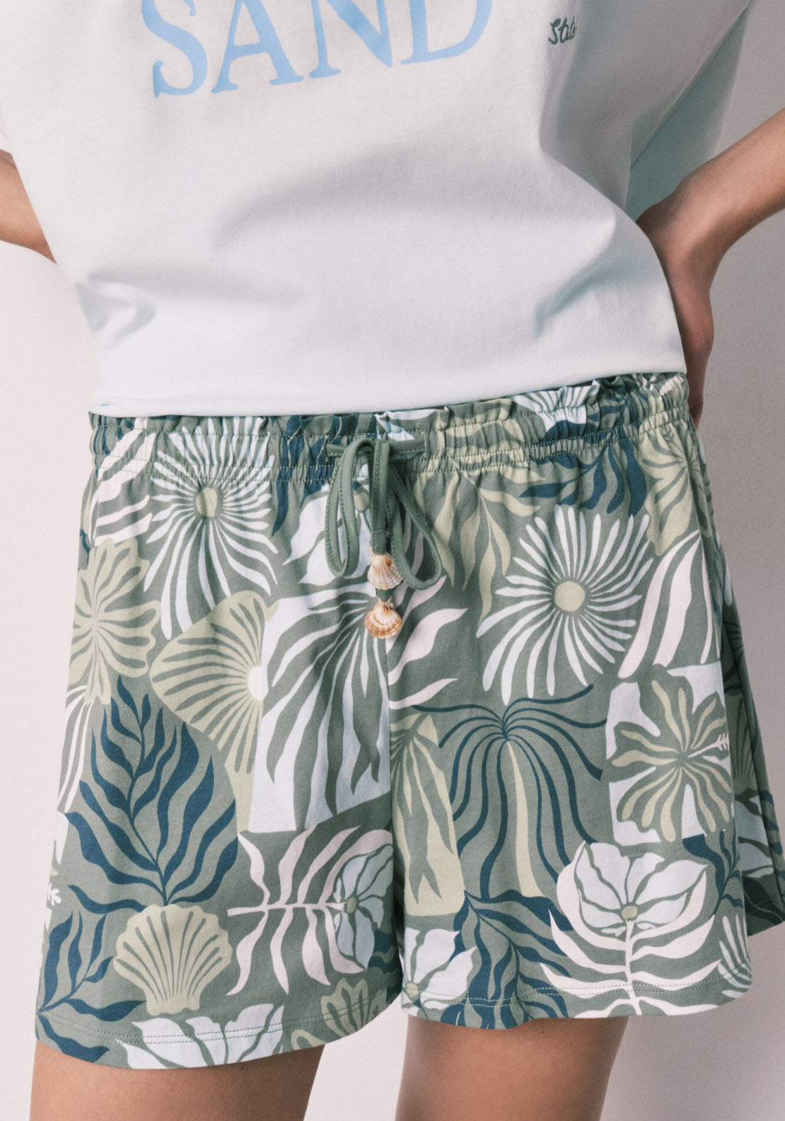 Short Sleeve Stitch Short Pyjamas - Blue
