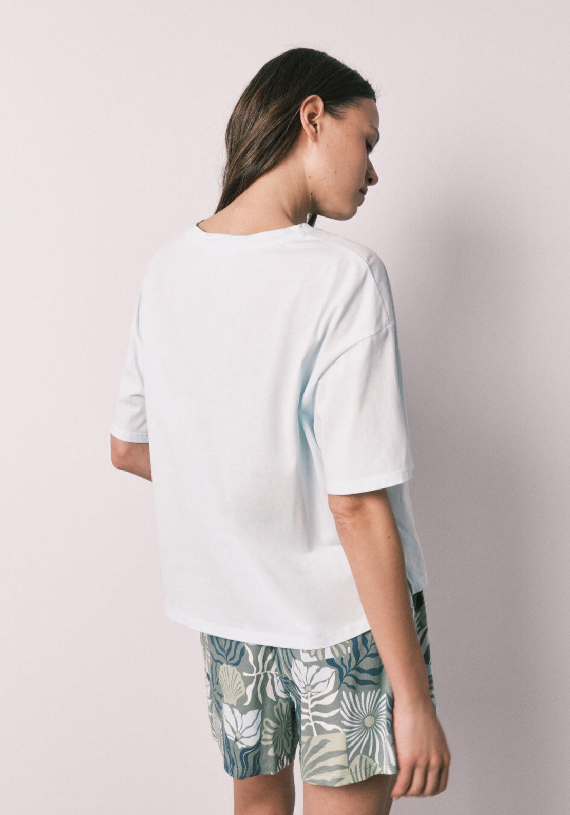 Short Sleeve Stitch Short Pyjamas - Blue