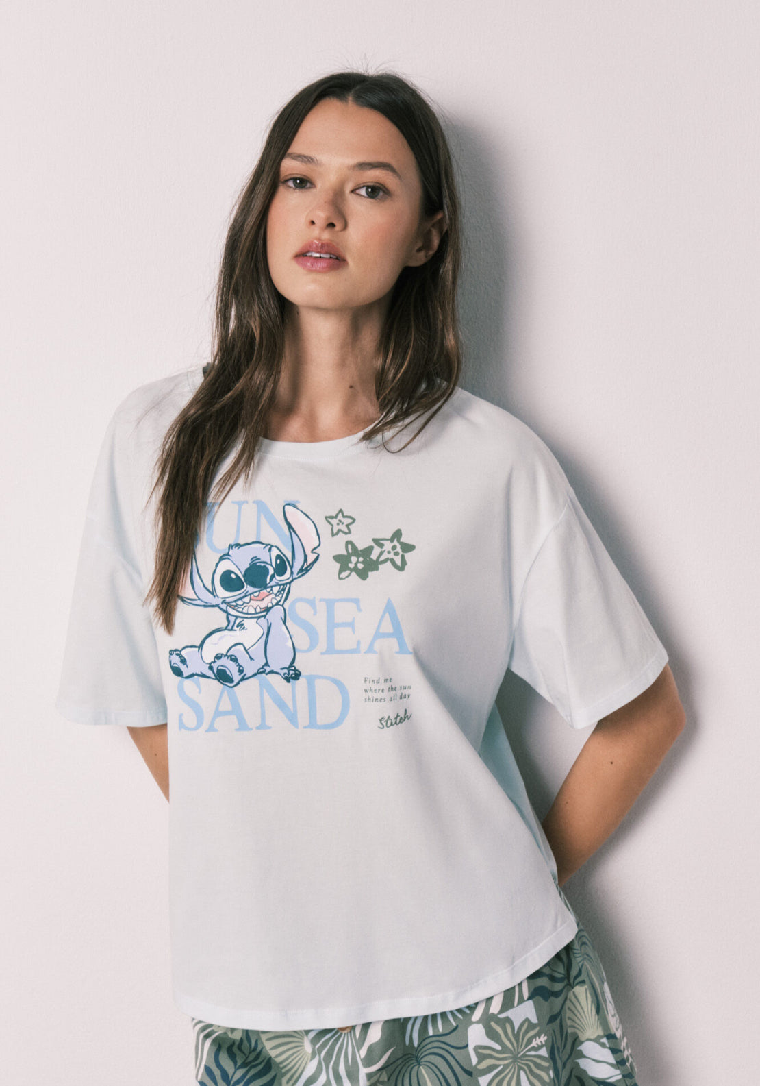 Short Sleeve Stitch Short Pyjamas - Blue