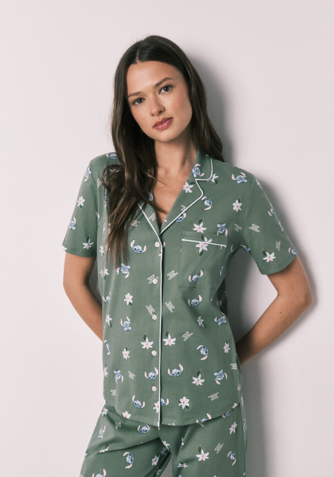 Capri Stitch Classic Pyjamas - Medium Khaki