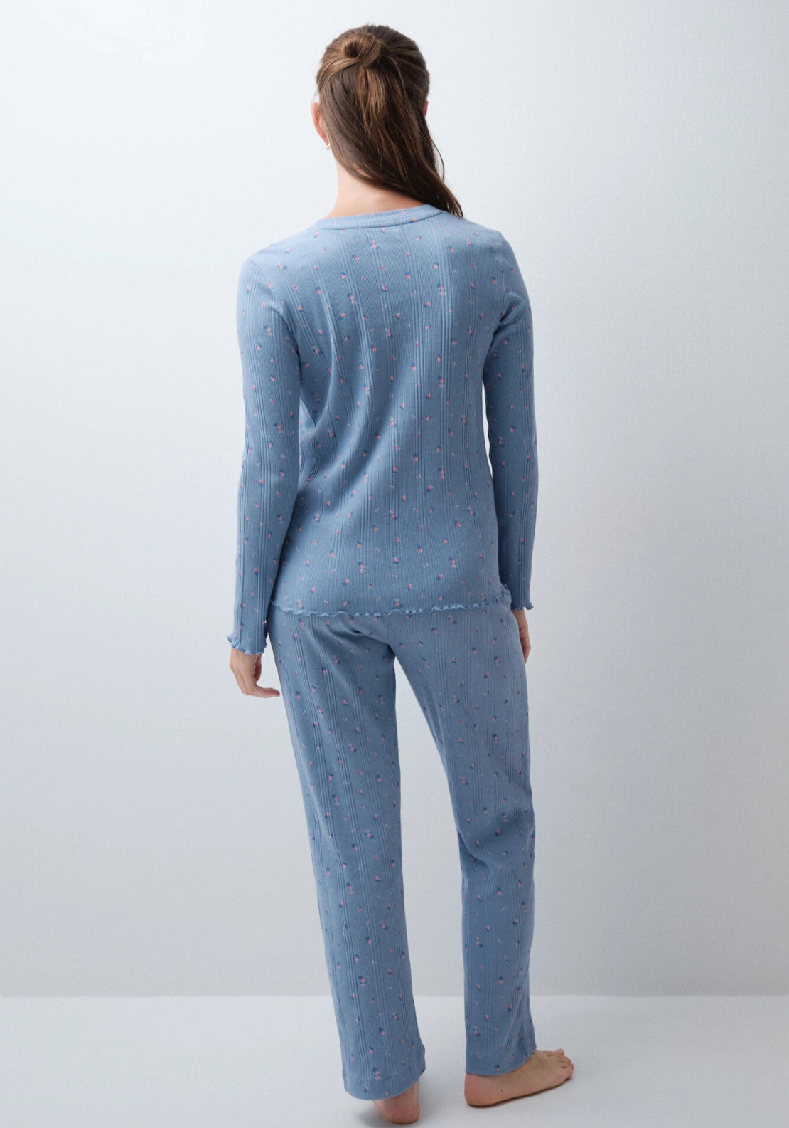 Coffee Club Cotton Long Pyjamas - Blue