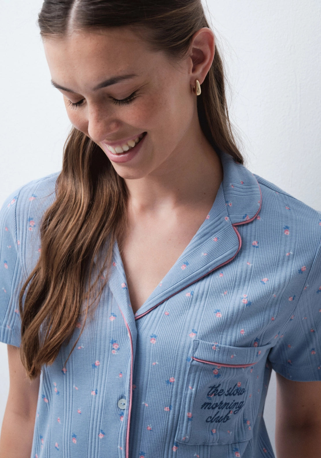 Coffee Club Classic Floral Pyjamas - Blue