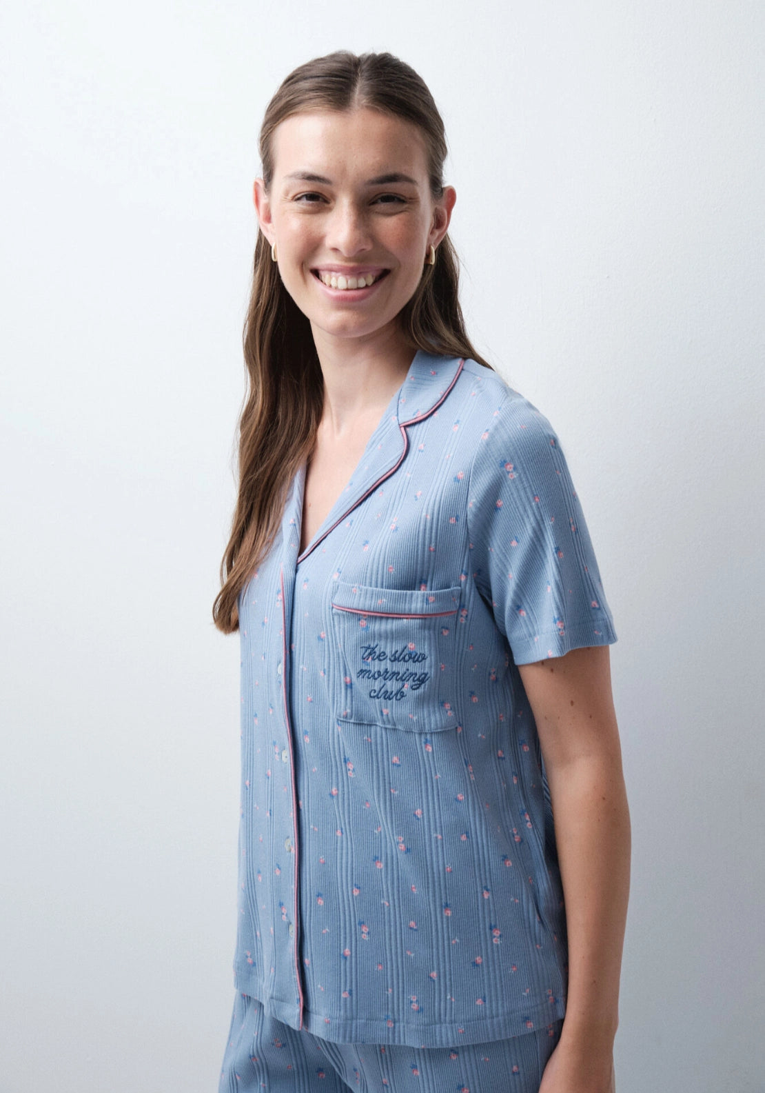 Coffee Club Classic Floral Pyjamas - Blue