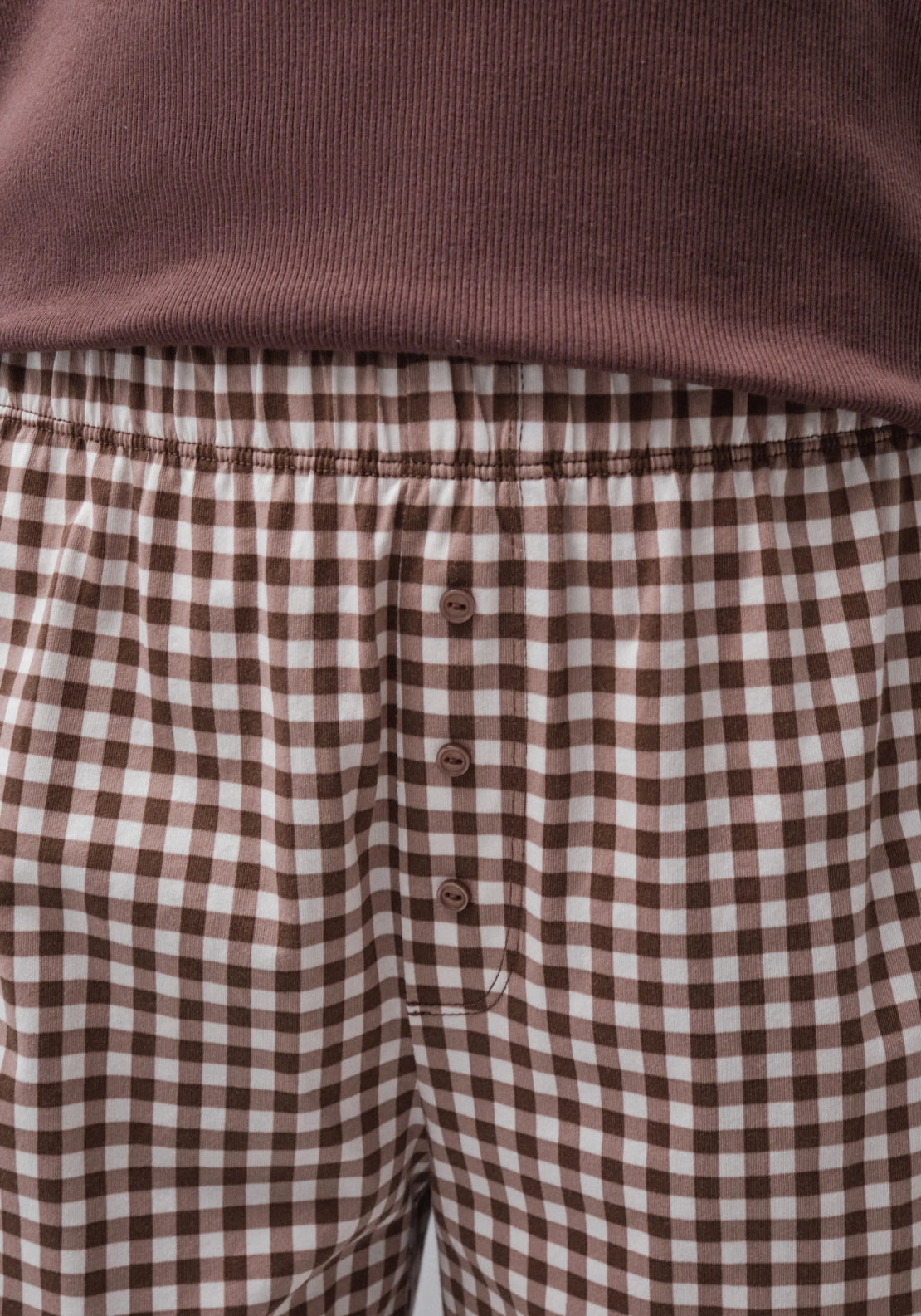 Plaid Cotton Long Pyjamas - Brown