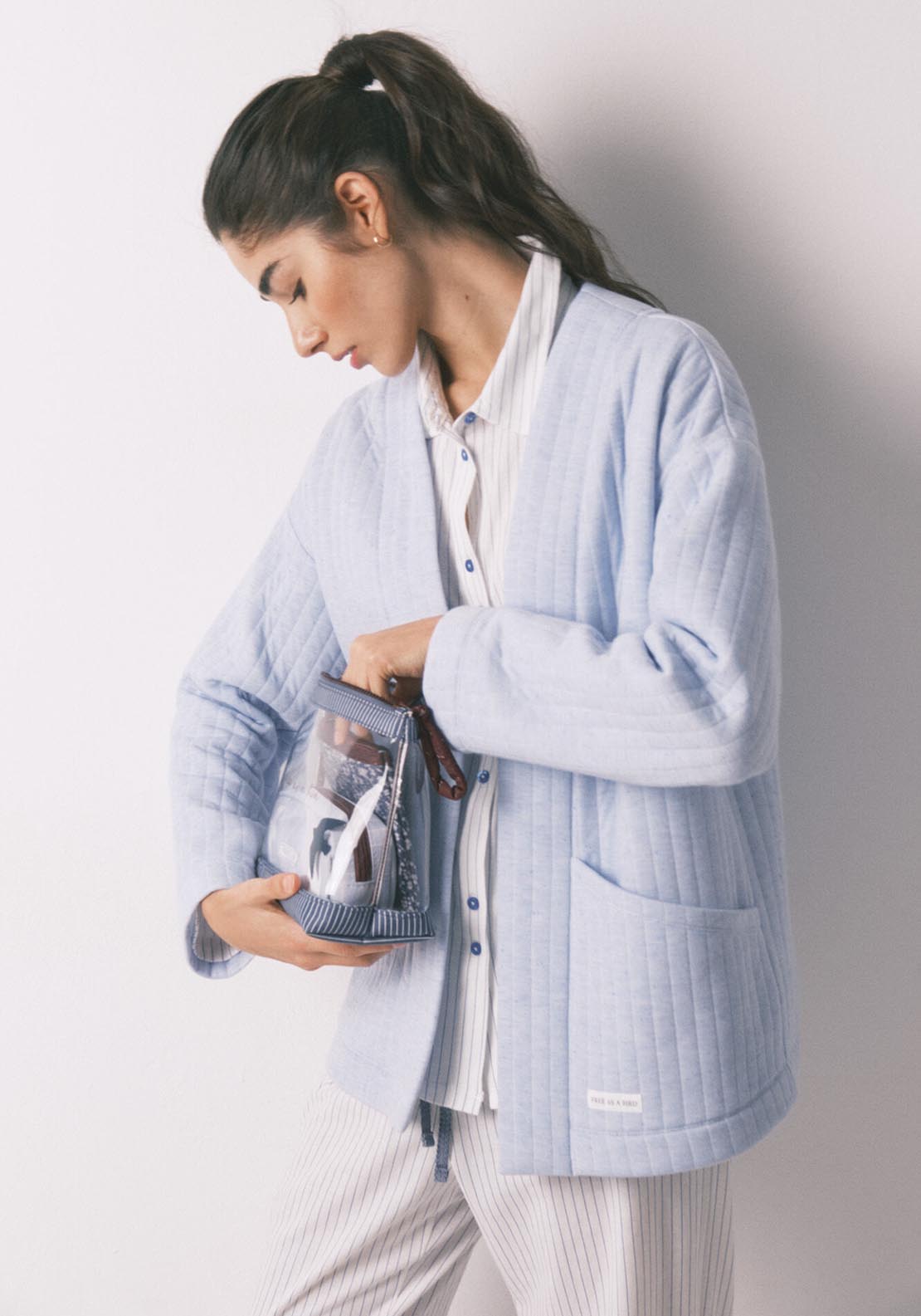 Short Puffer Robe - Blue