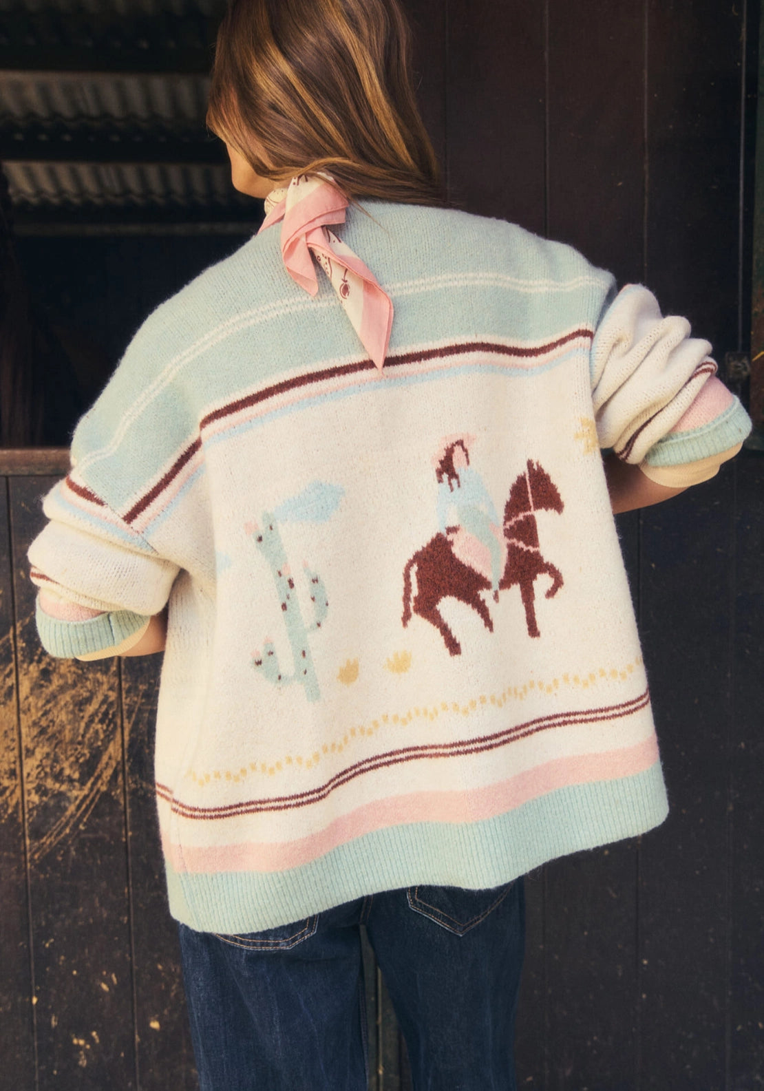 Short Knit Cardigan Robe - Multicolour