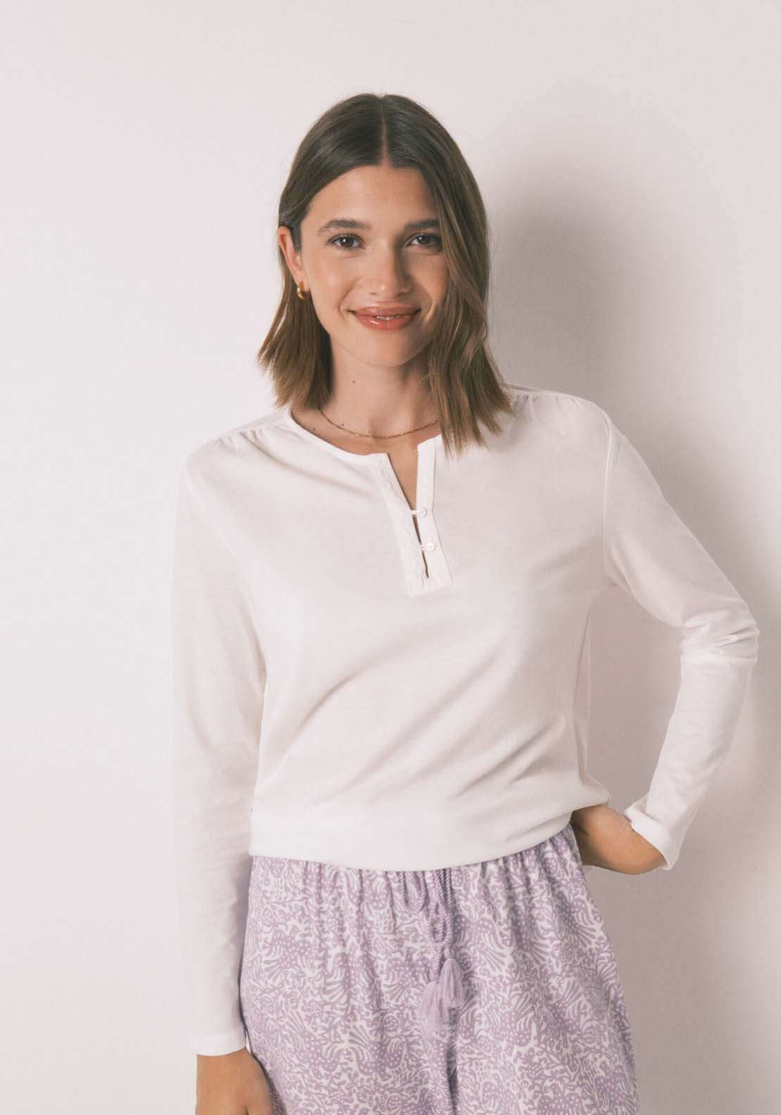 Long Sleeves T Shirt - Ivory