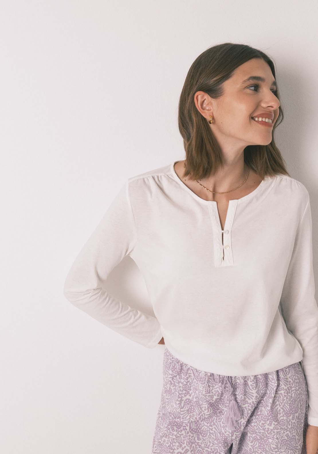 Long Sleeves T Shirt - Ivory