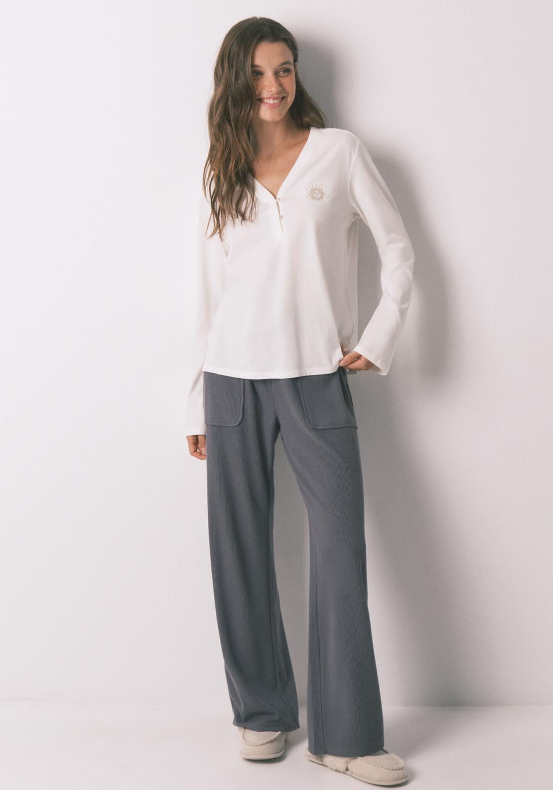 Womensecret Long Sleeves T Shirt - Ivory 4 Shaws Department Stores
