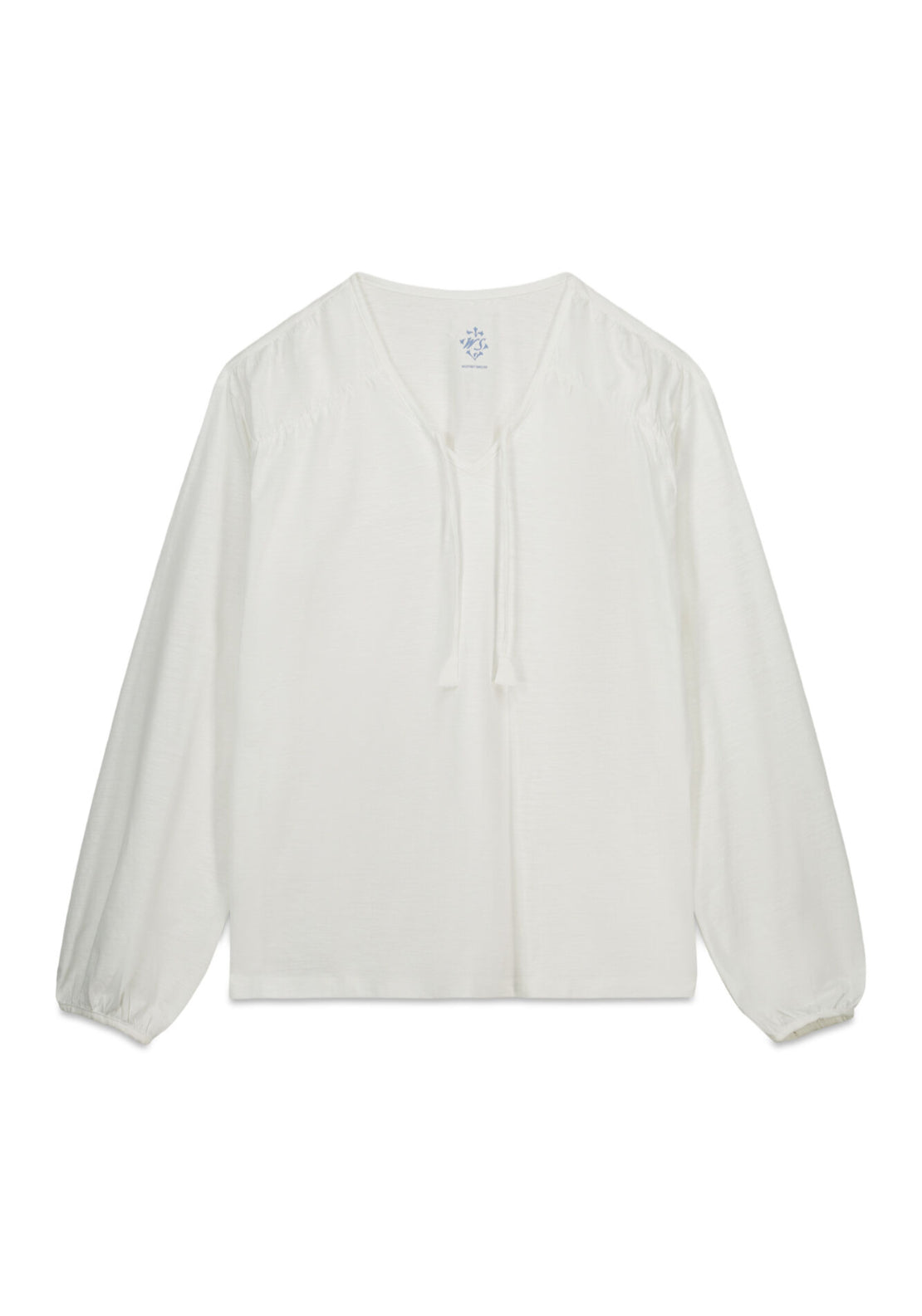 100% Cotton Ruched Long Sleeve T-Shirt - Ivory
