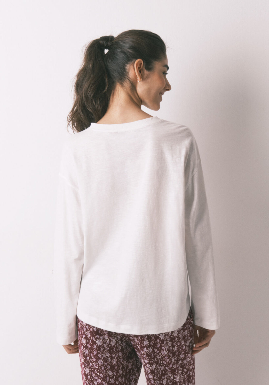 100% Cotton Long Sleeve T-Shirt - Ivory