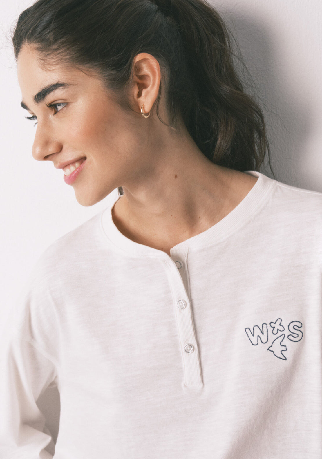 100% Cotton Long Sleeve T-Shirt - Ivory