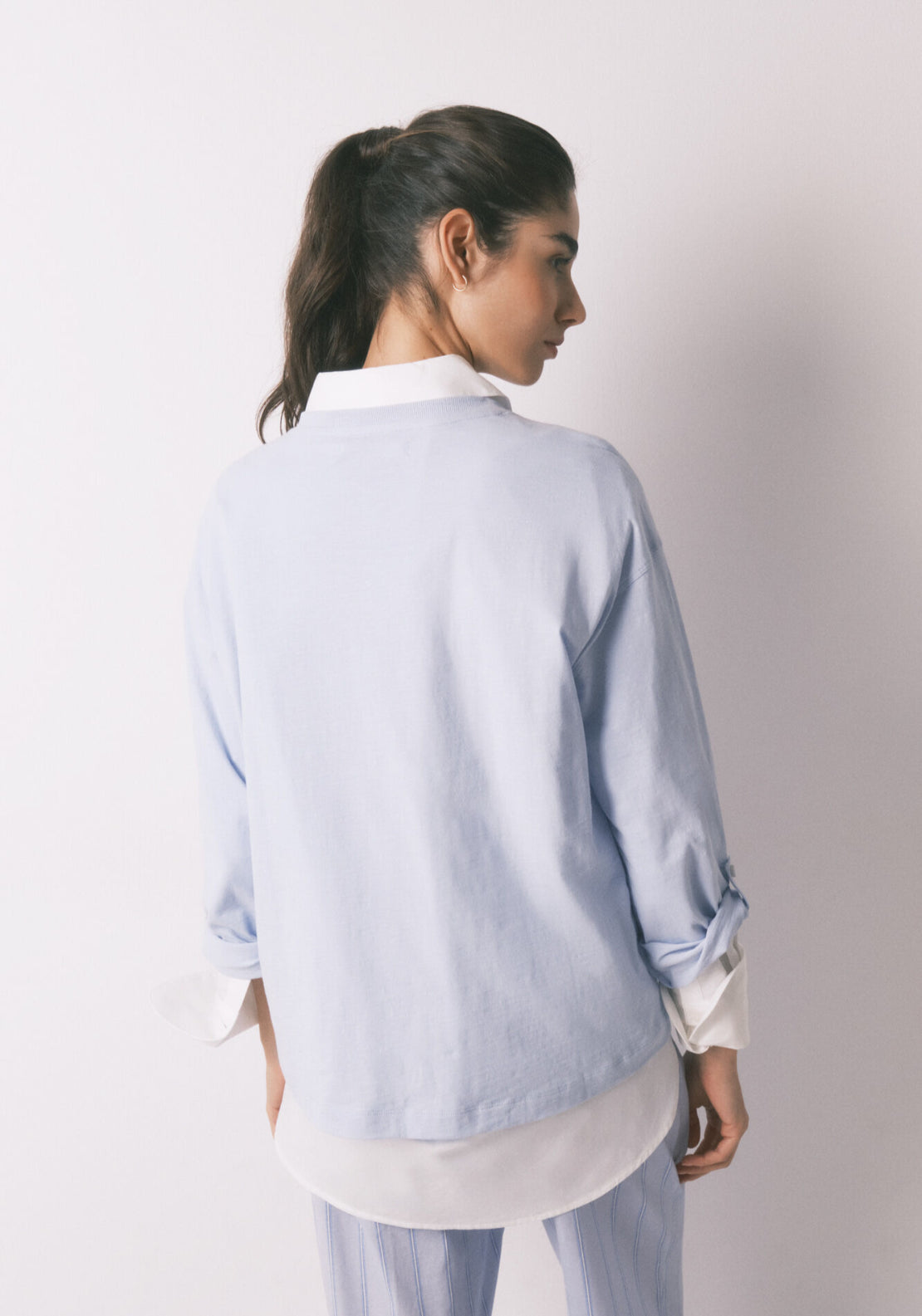 100% Cotton Long Sleeve T-Shirt - Blue