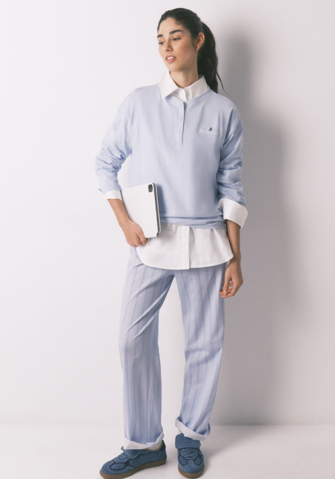 100% Cotton Long Sleeve T-Shirt - Blue