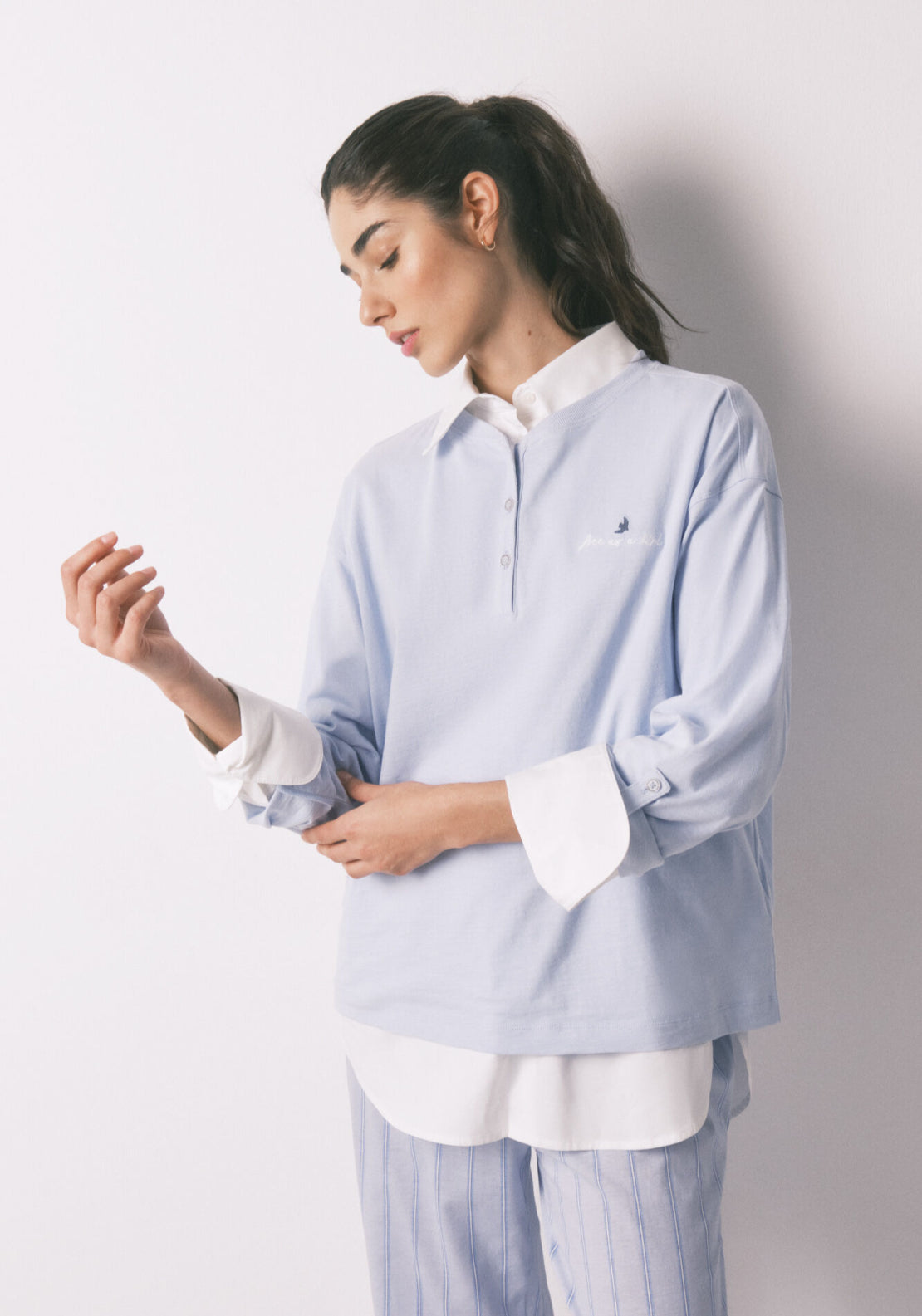 100% Cotton Long Sleeve T-Shirt - Blue