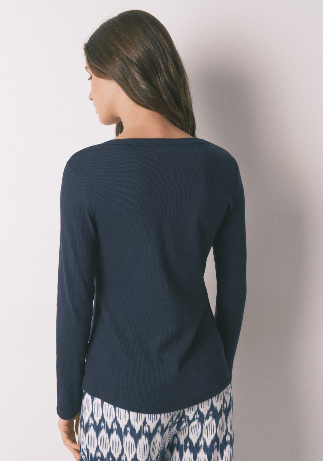 Cotton Long Sleeve T-Shirt - Blue