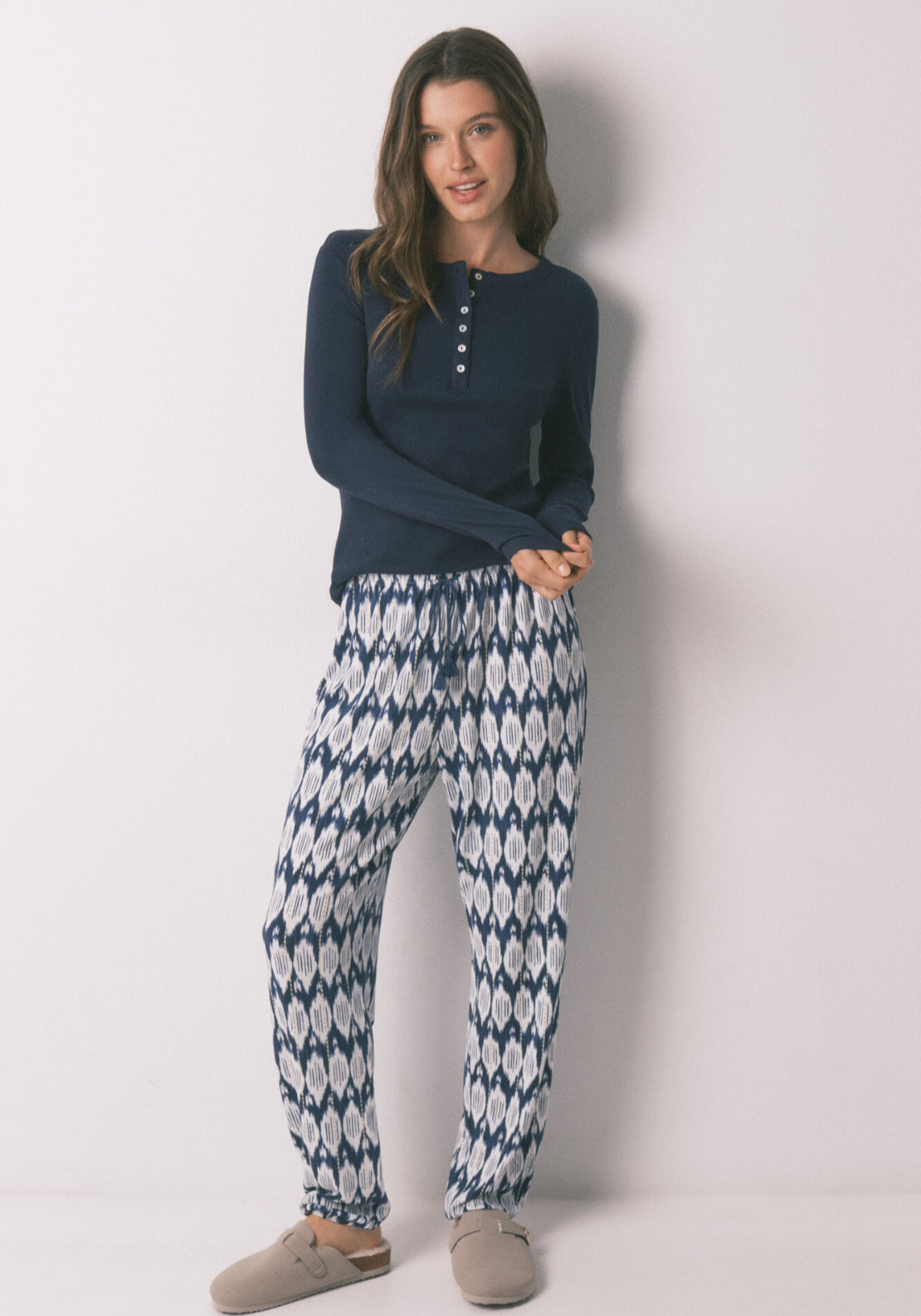 Cotton Long Sleeve T-Shirt - Blue