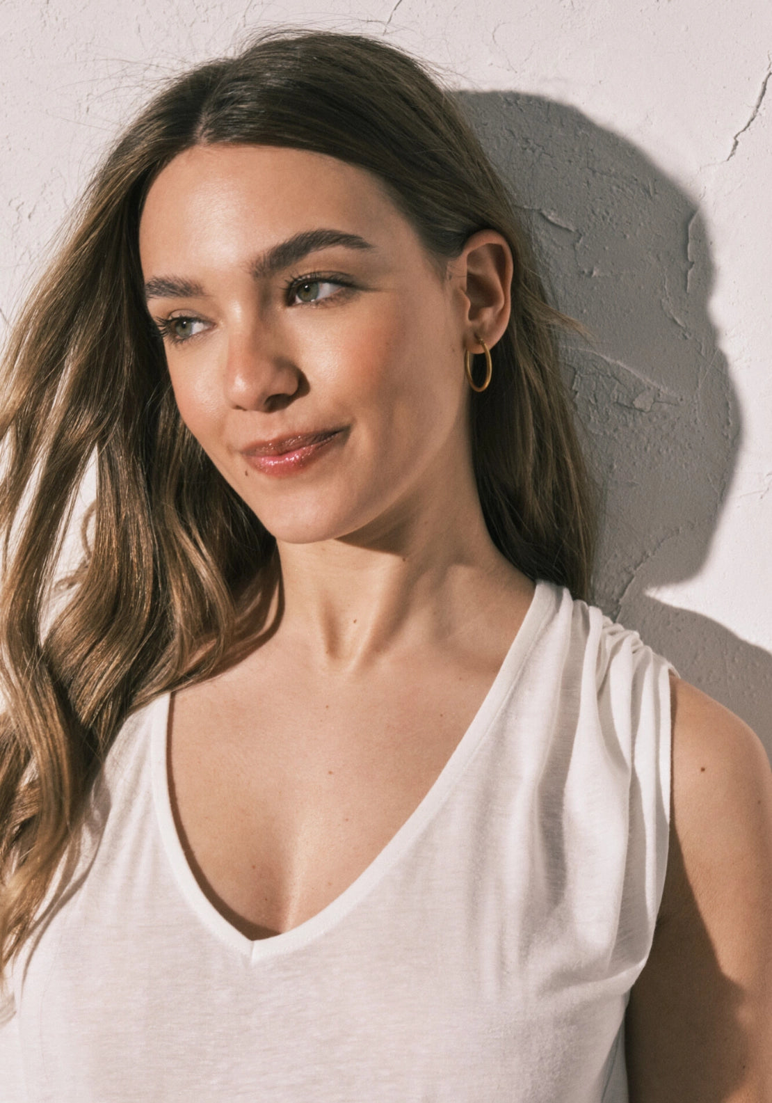 Sleeveless Loose Pyjama Top - White