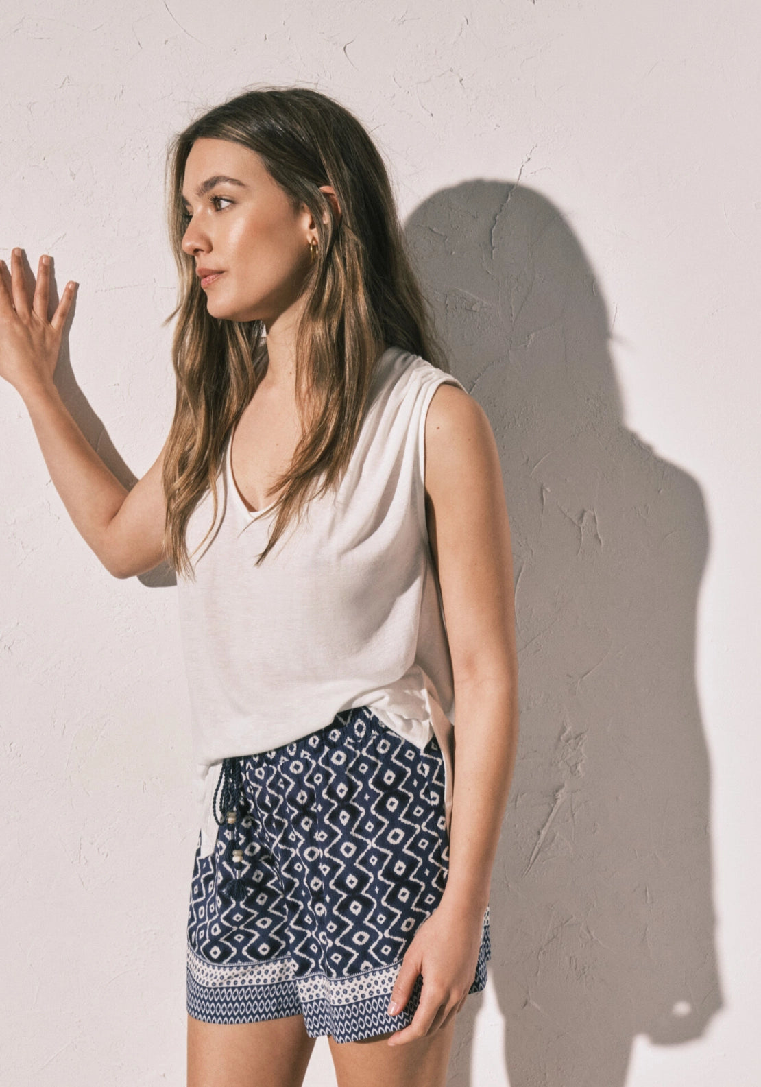 Sleeveless Loose Pyjama Top - White