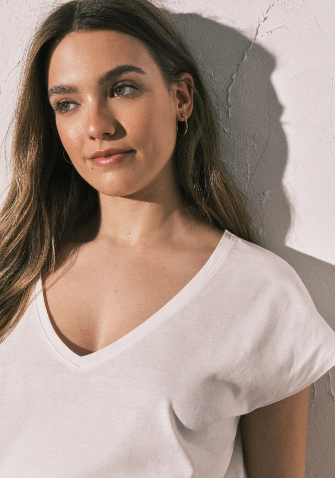 Cotton Ruched Pyjama Top - White