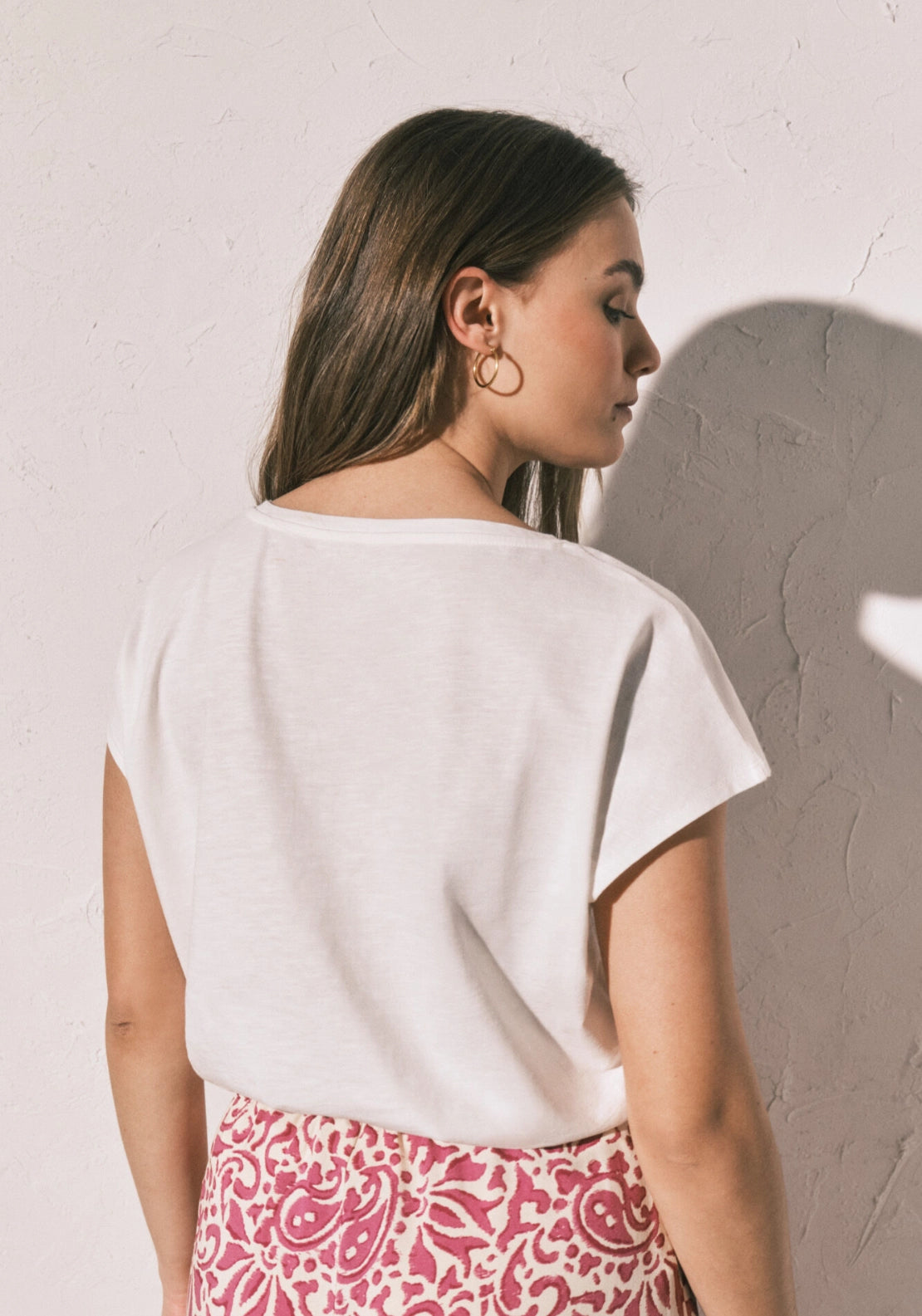 Cotton Ruched Pyjama Top - White
