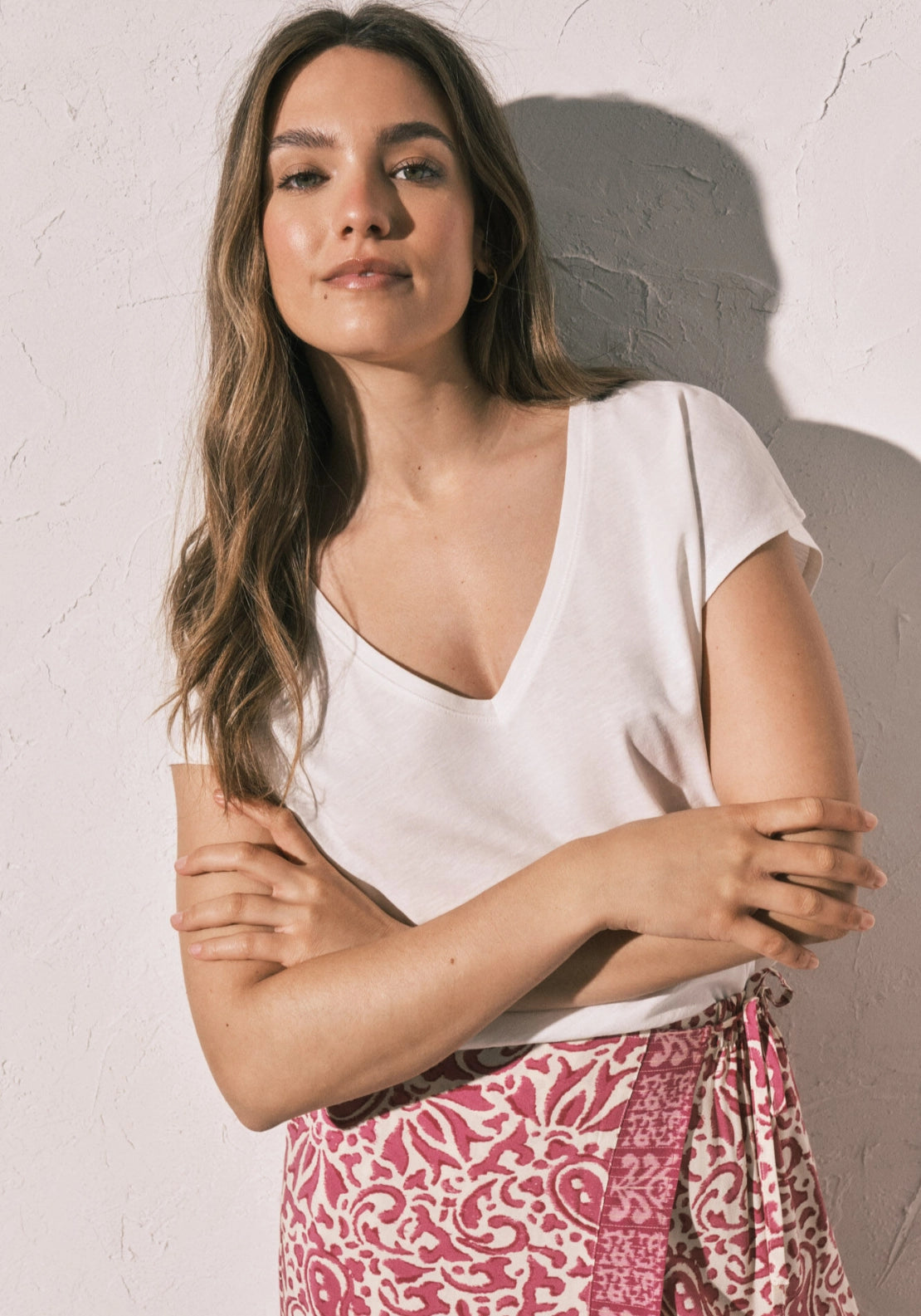 Cotton Ruched Pyjama Top - White