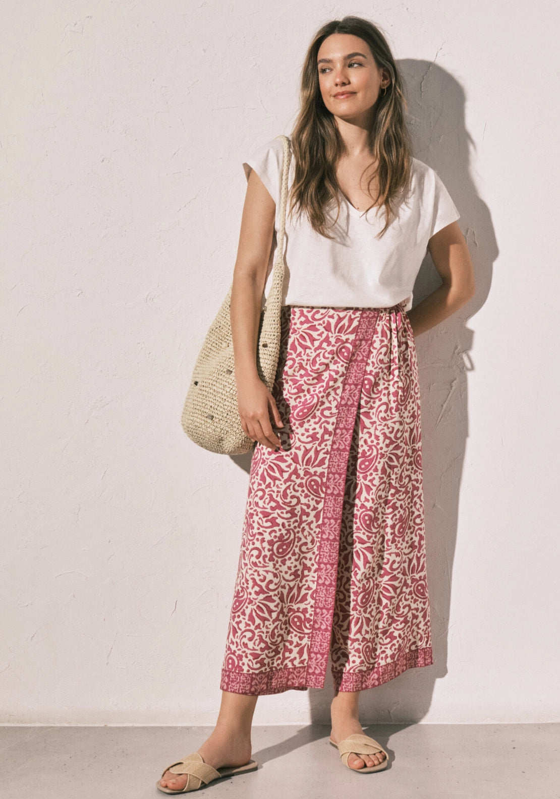 Cotton Ruched Pyjama Top - White