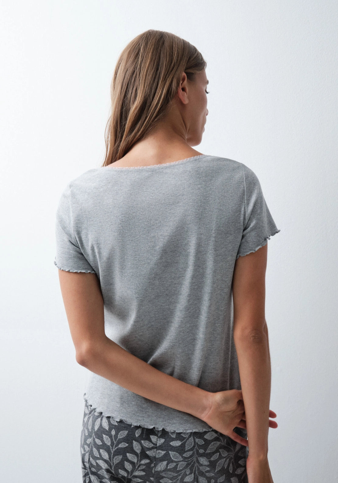 Cotton Short Sleeve Top - Grey