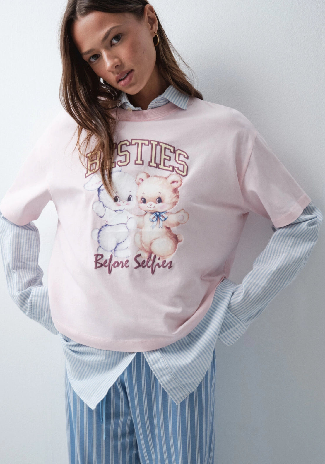 Cotton Graphic PJ Top - Pink