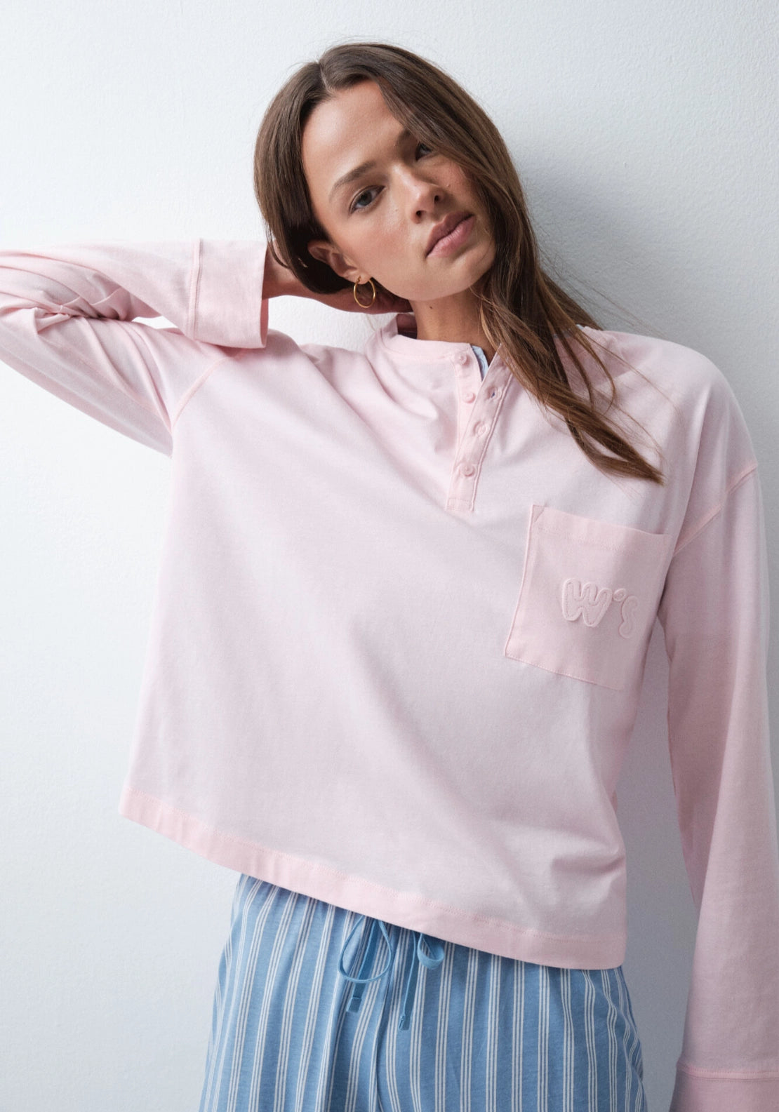 Cotton Pocket PJ Top - Pink