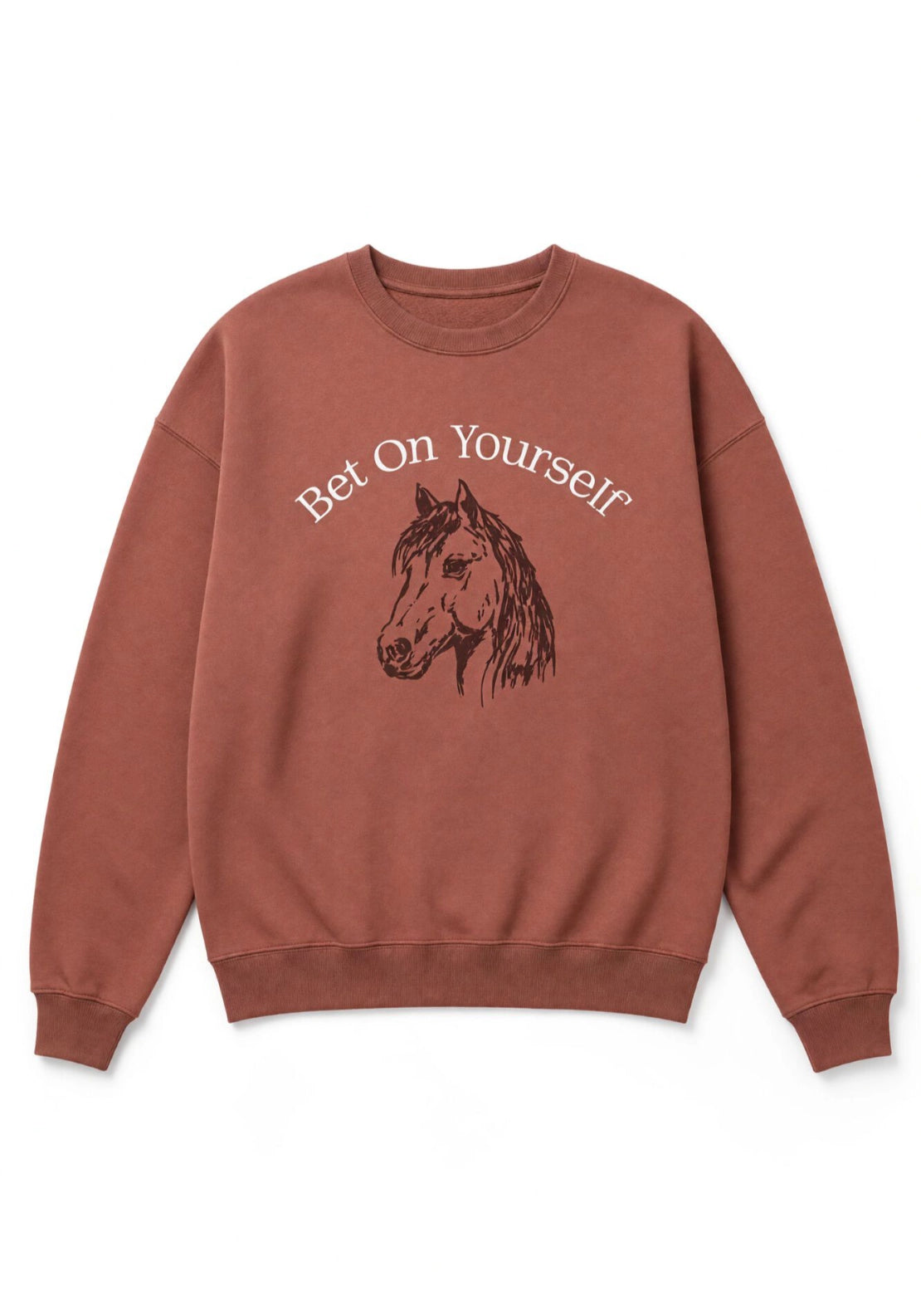 Brown Cotton Horse Sweatshirt - Brown