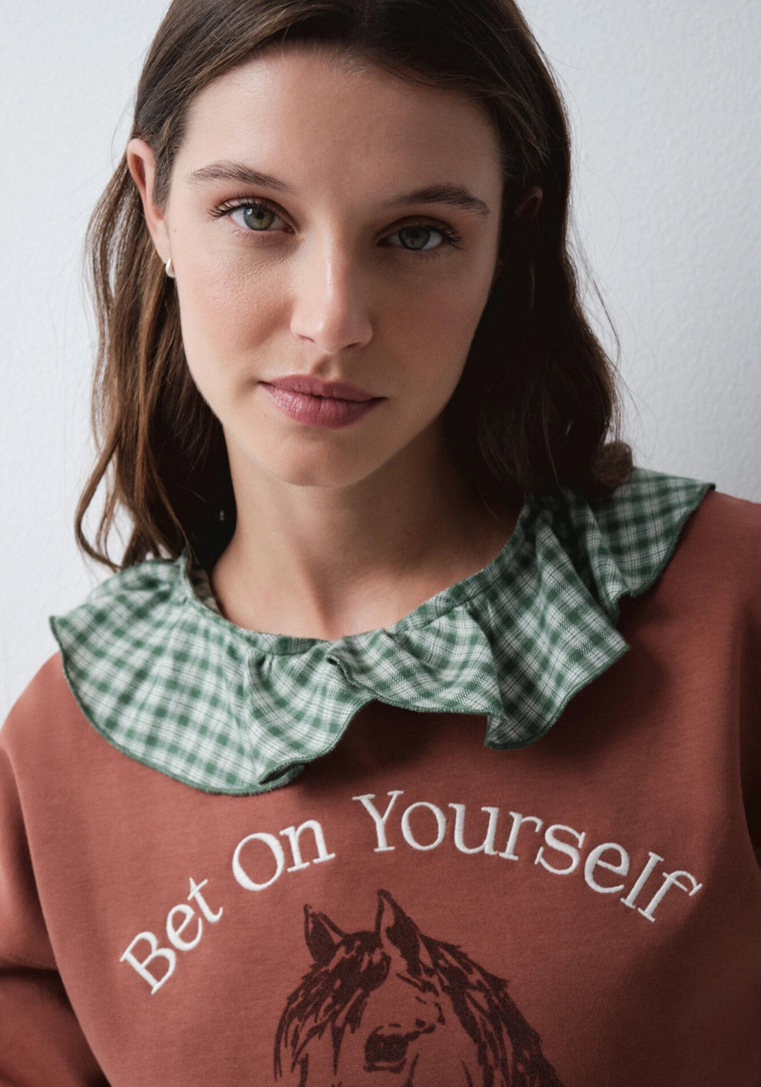 Brown Cotton Horse Sweatshirt - Brown