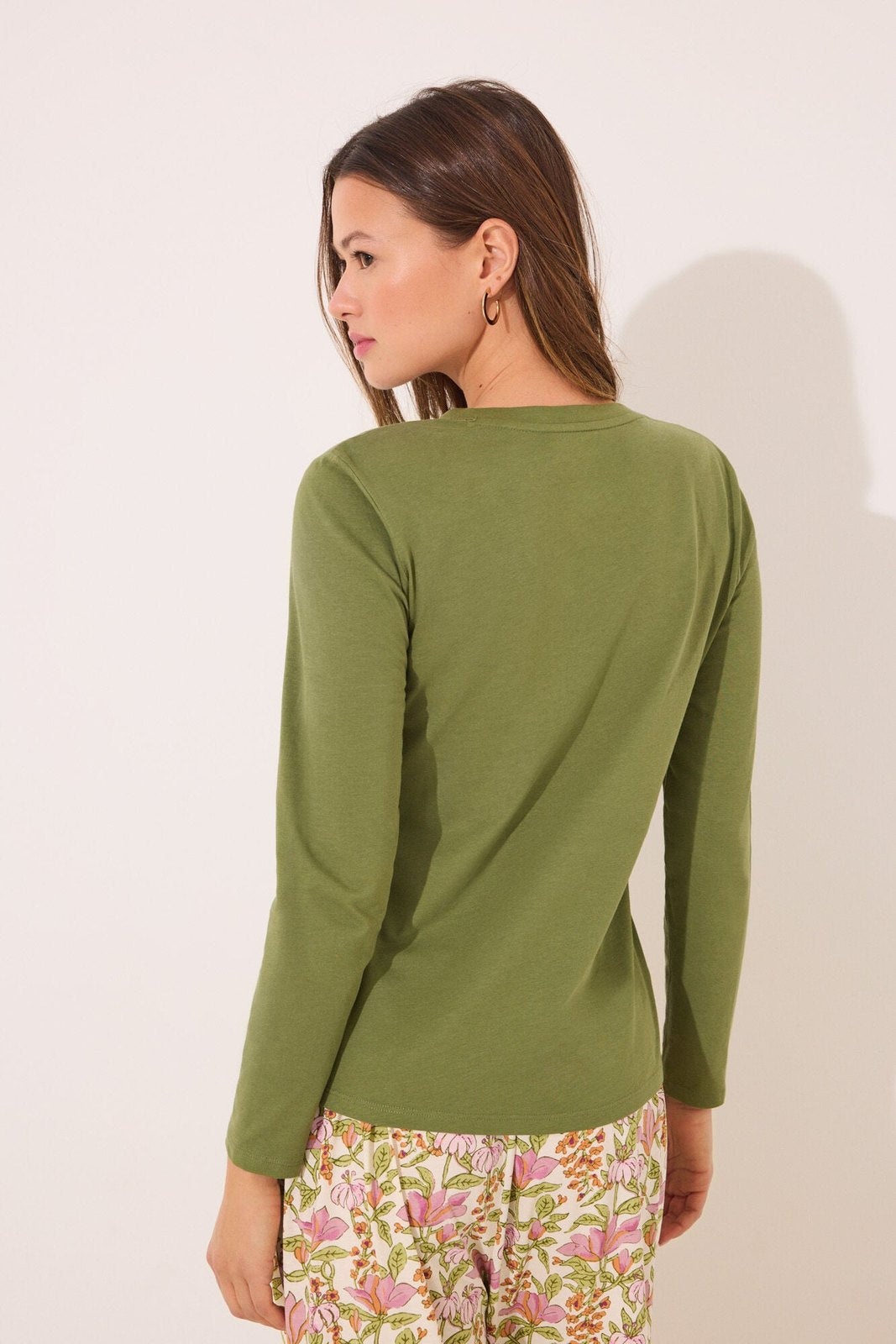 Womensecret Long sleeve t T-shirt 100% cotton green - Green 4 Shaws Department Stores