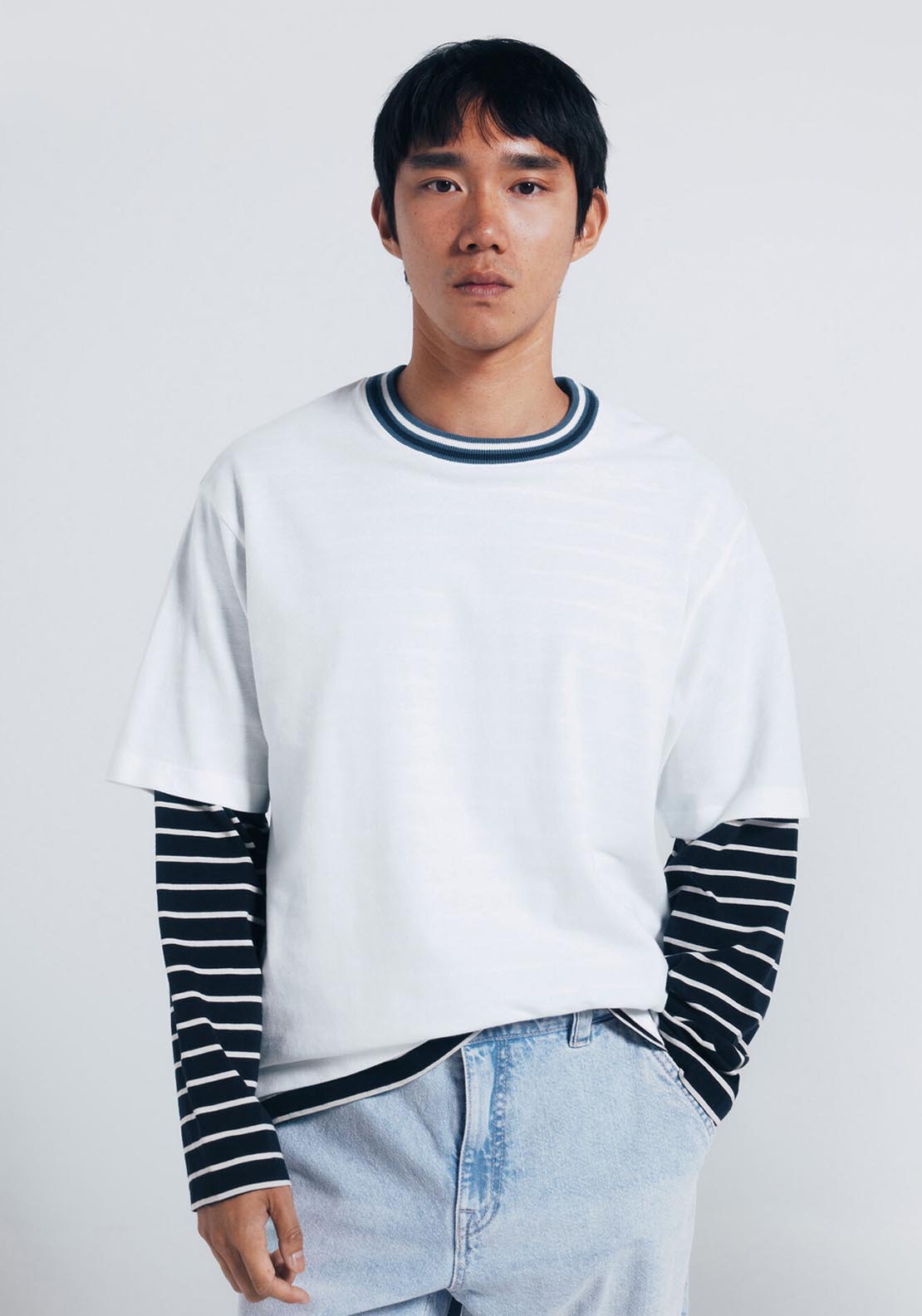 Piqué Tipping T-Shirt - White