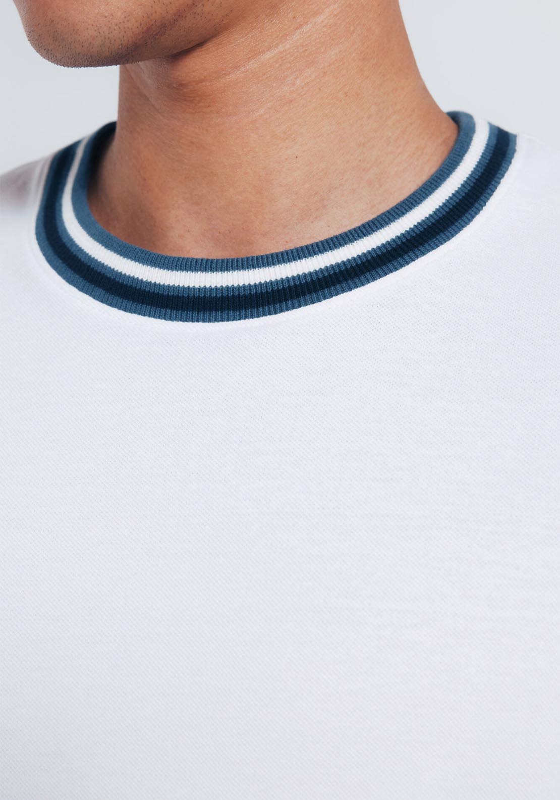 Piqué Tipping T-Shirt - White